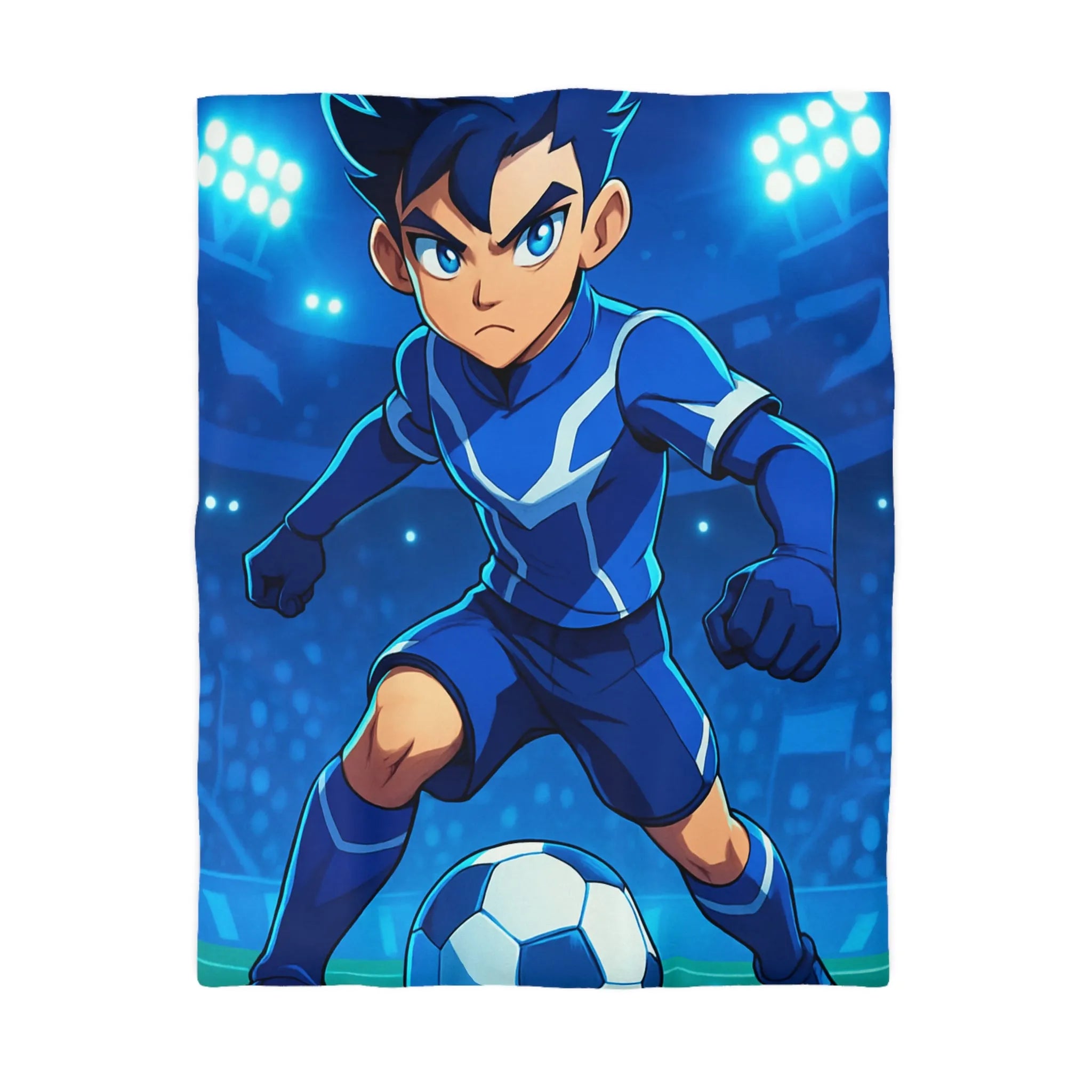 Housse de couette avec joueur de foot animé, style dynamique et lumineux, ambiance sportive