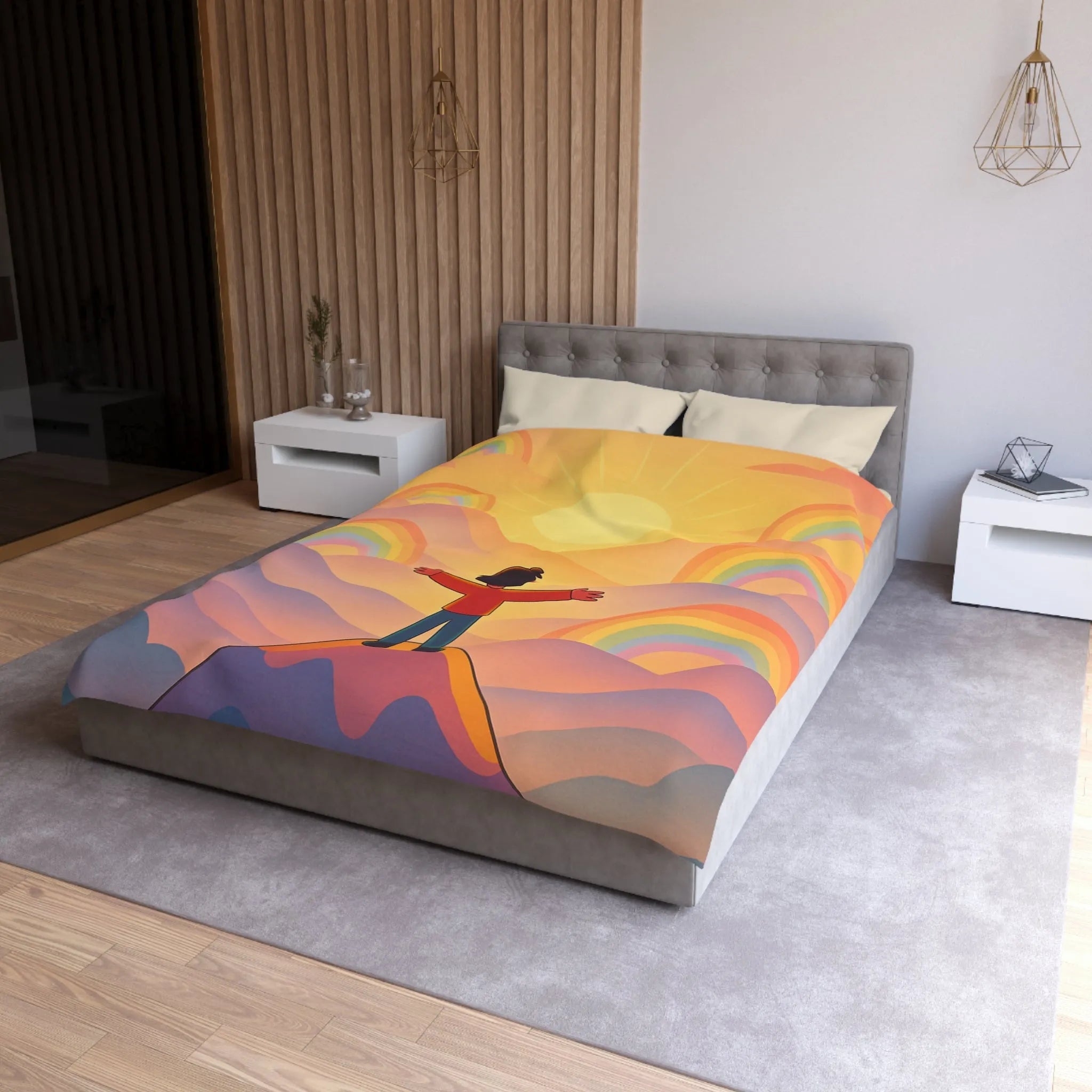 Housse de Couette Microfibre Art Graphique Contemporain Style Décoratif Chambre Tendance