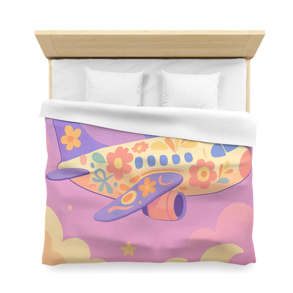 Housse de Couette Enfant Avion Fleuri, Repos Rêveur pour Chambre Cocon Douillet