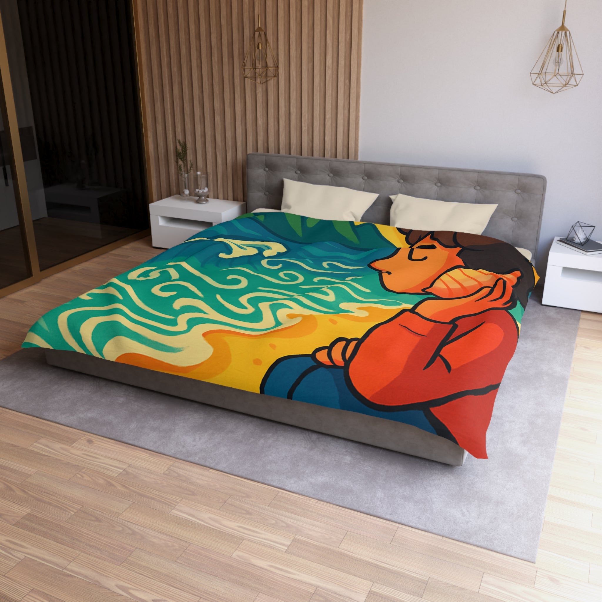 Housse de Couette Microfibre Design Artistique Moderne Décoration Chambre Confort Premium