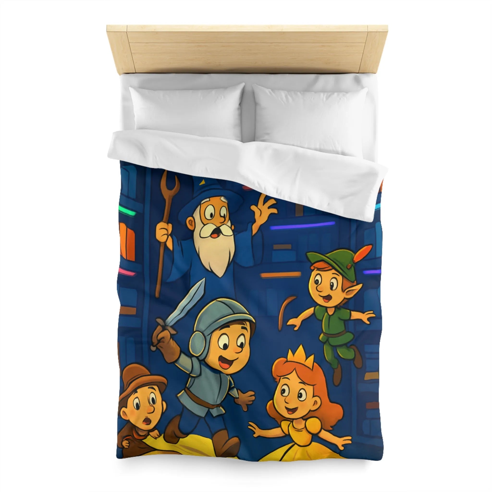 Housse de Couette Enchantée pour Enfants avec Contes Magiques et Personnages Historiques Colorés