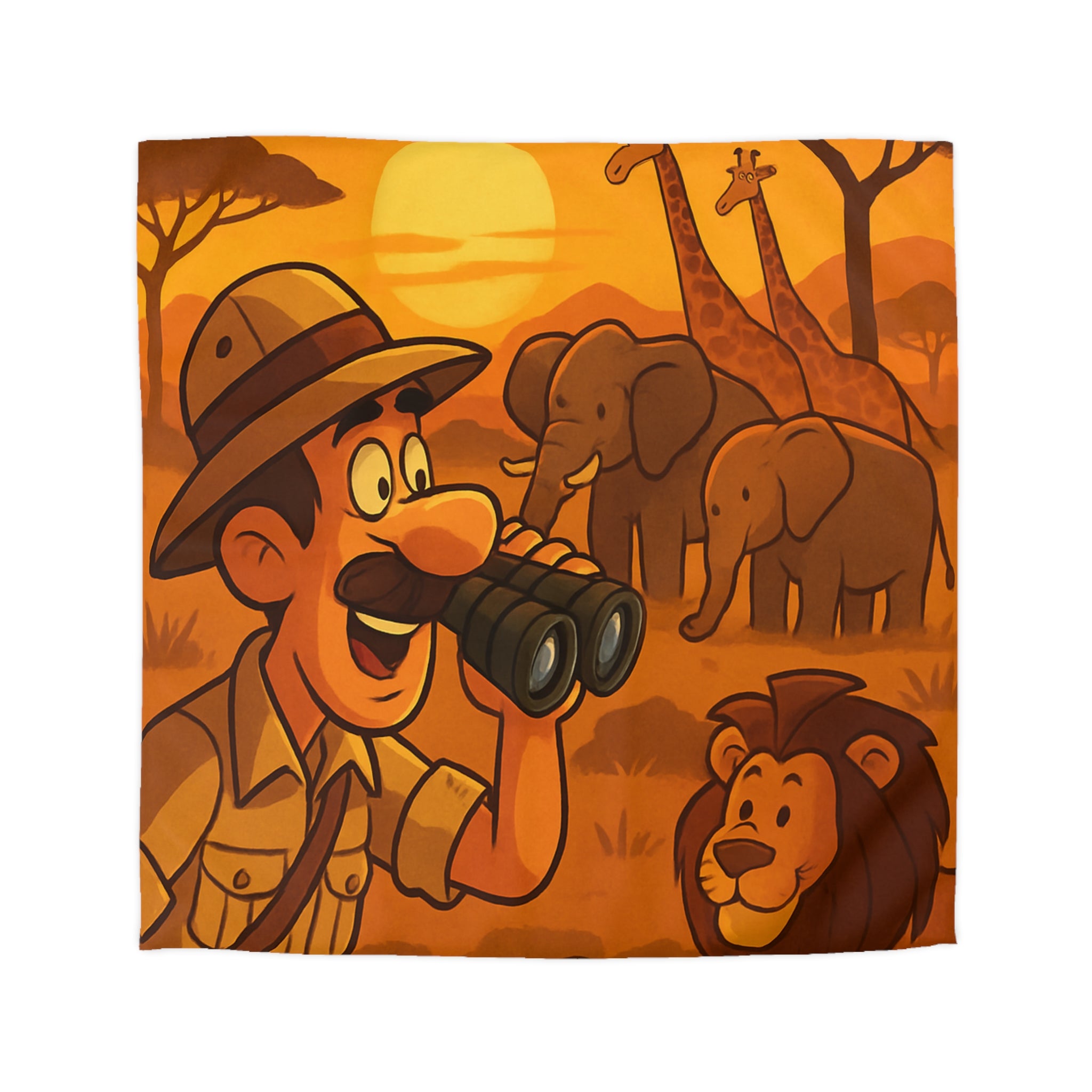 Housse de couette safari au coucher de soleil avec animaux d'Afrique pour enfants