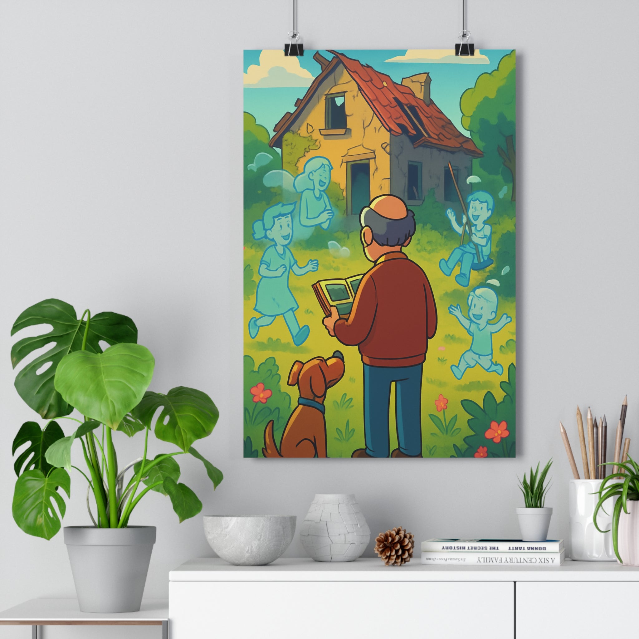 Poster décoratif nostalgique vintage pastel salon bureau ambiance douce qualité 30x46 artistique mural élégant
