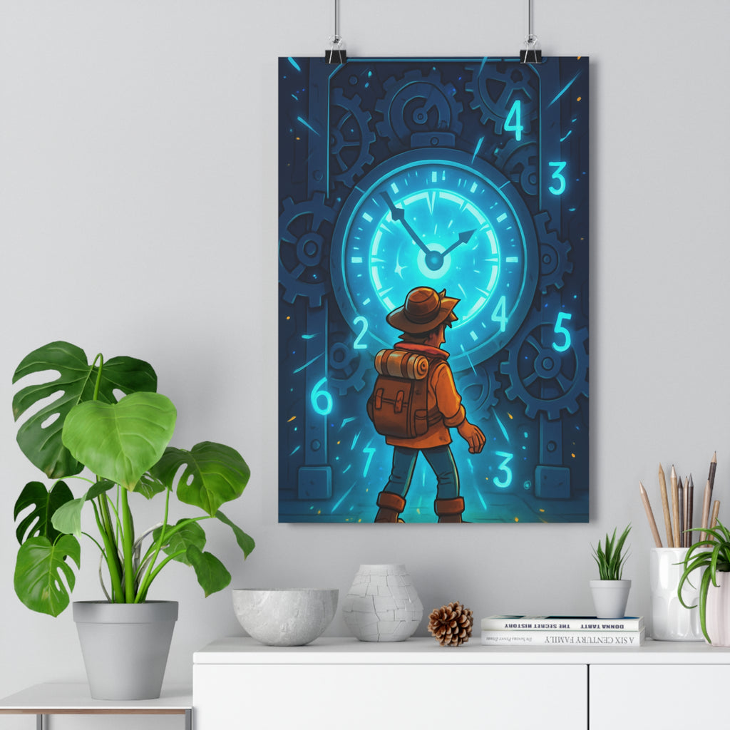 Poster décoratif aventure sciencefiction rétro bleu turquoise dessin animé mystérieux futuriste bureau chambre 30x46