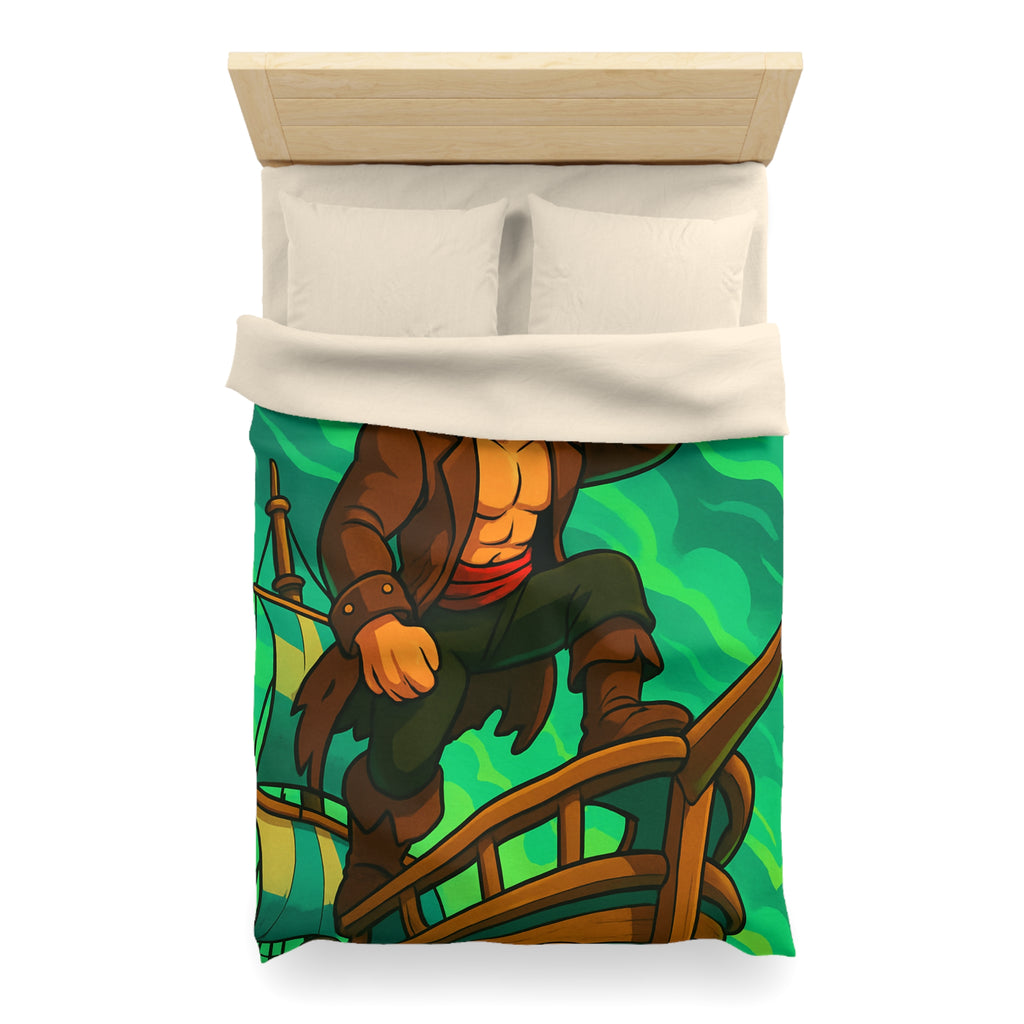 Housse de couette pirate en quête d'aventure sur un navire, ambiance animée et colorée