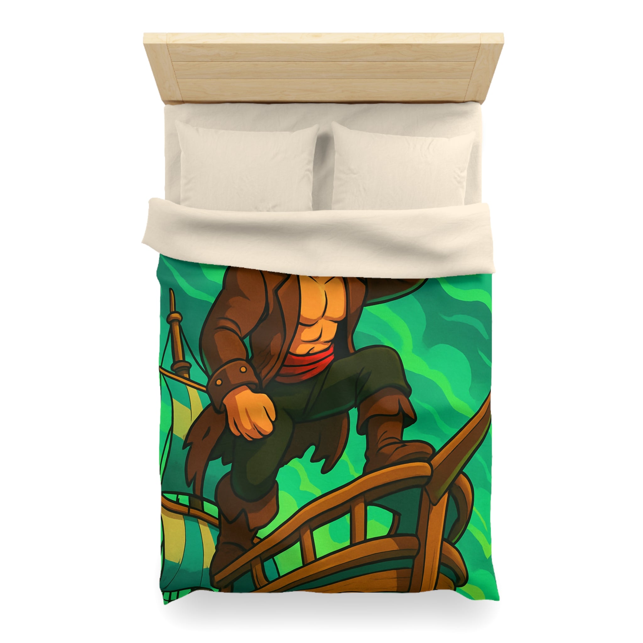 Housse de couette pirate en quête d'aventure sur un navire, ambiance animée et colorée