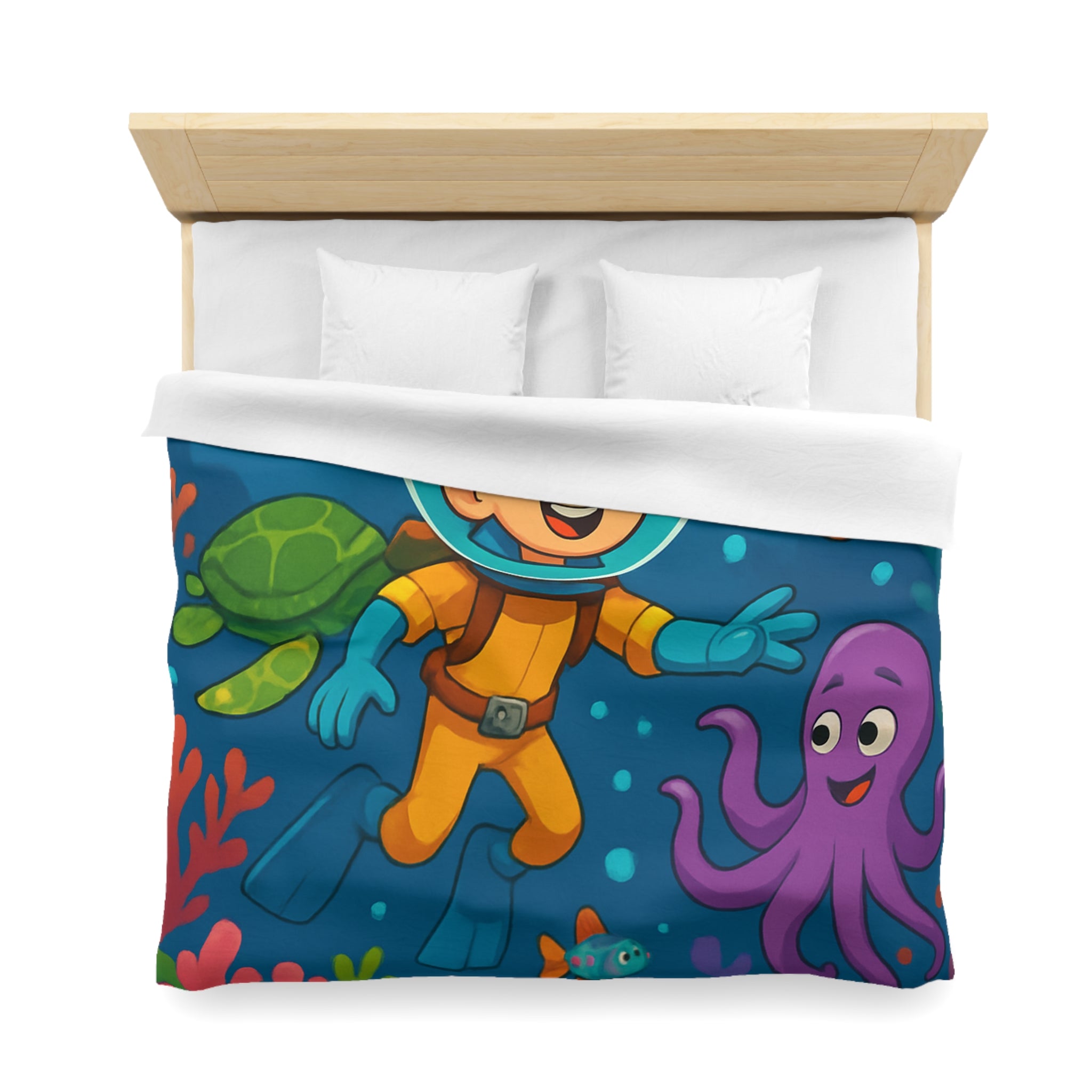 Housse de couette sous-marine avec des animaux marins colorés pour chambre d'enfant joyeuse