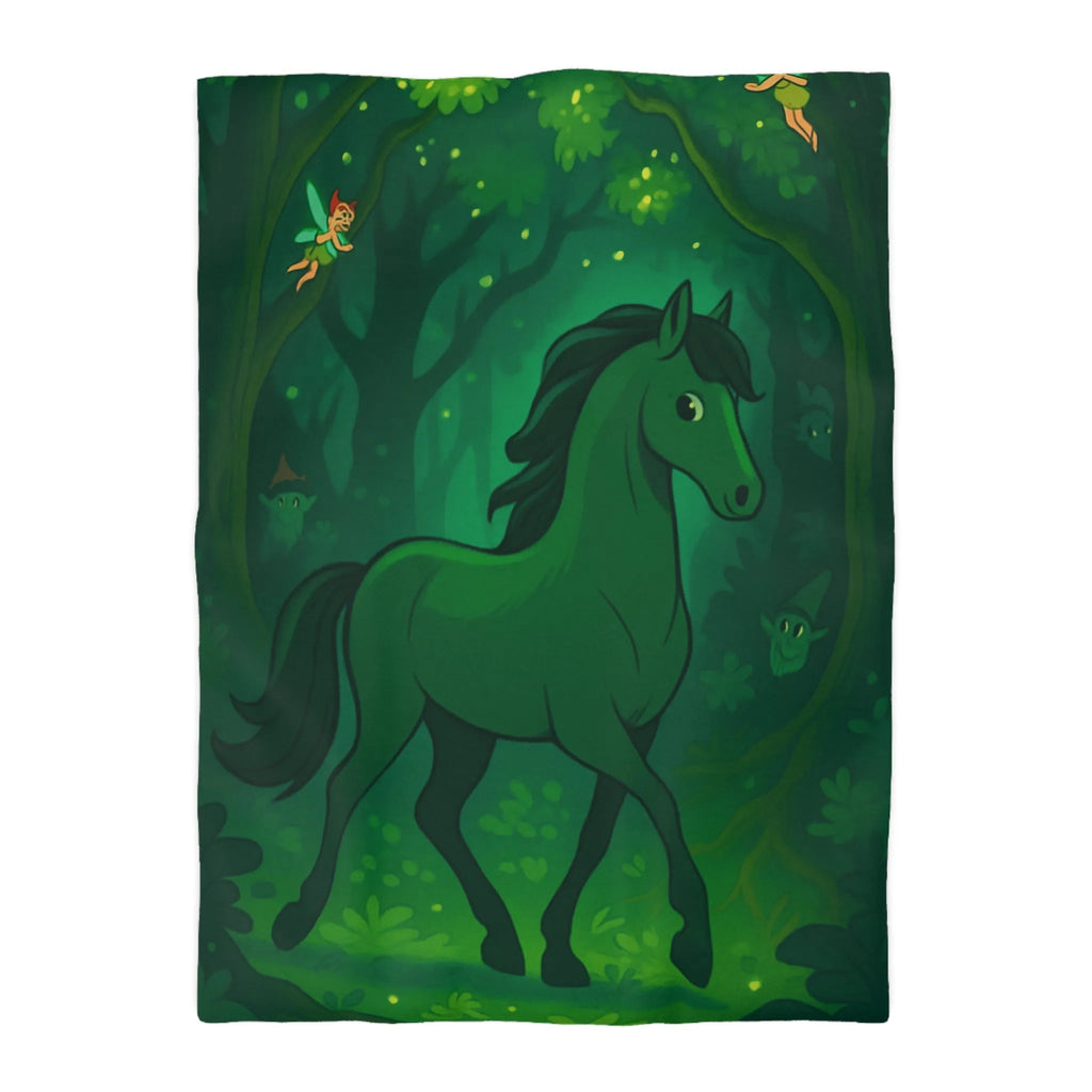 Housse de couette forêt magique avec licorne et fées dans un paysage enchanteur
