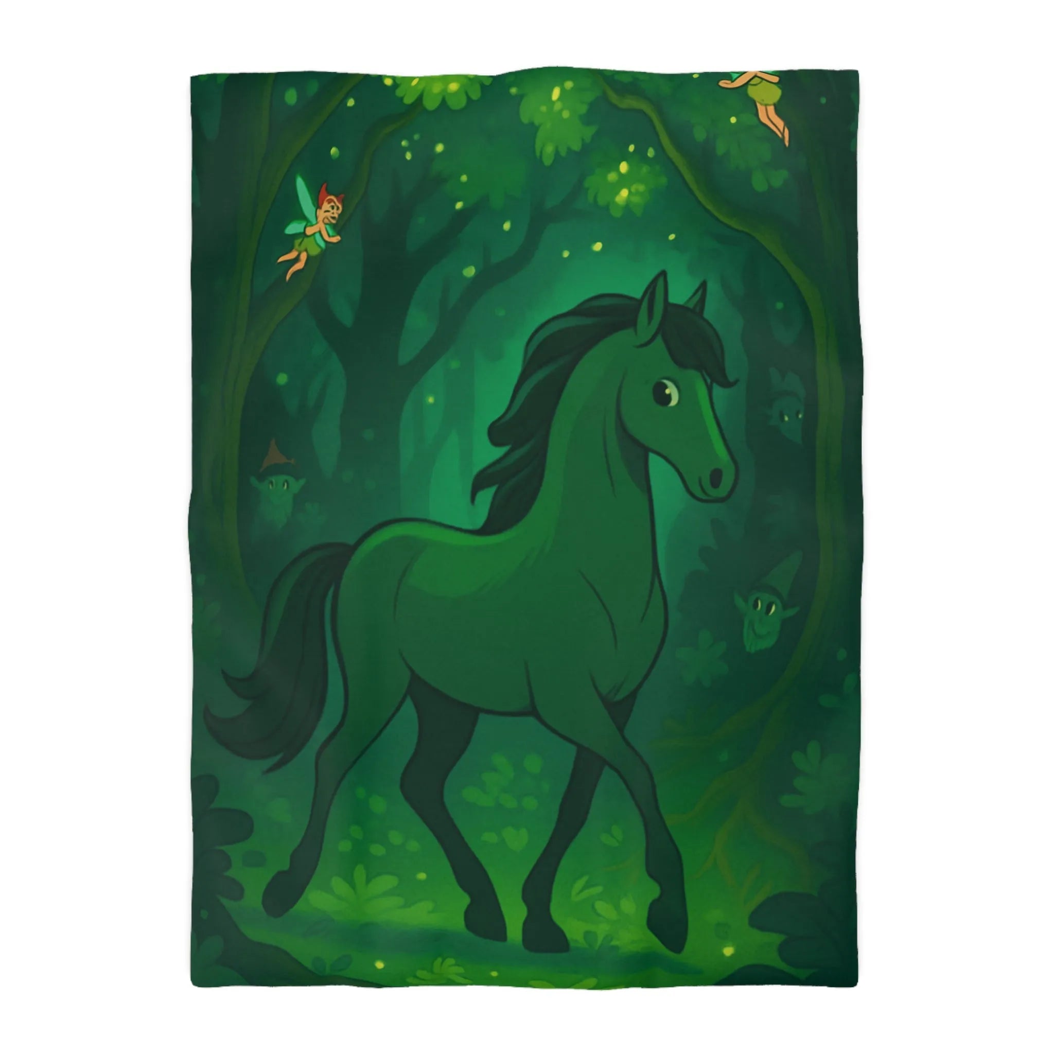 Housse de couette forêt magique avec licorne et fées dans un paysage enchanteur