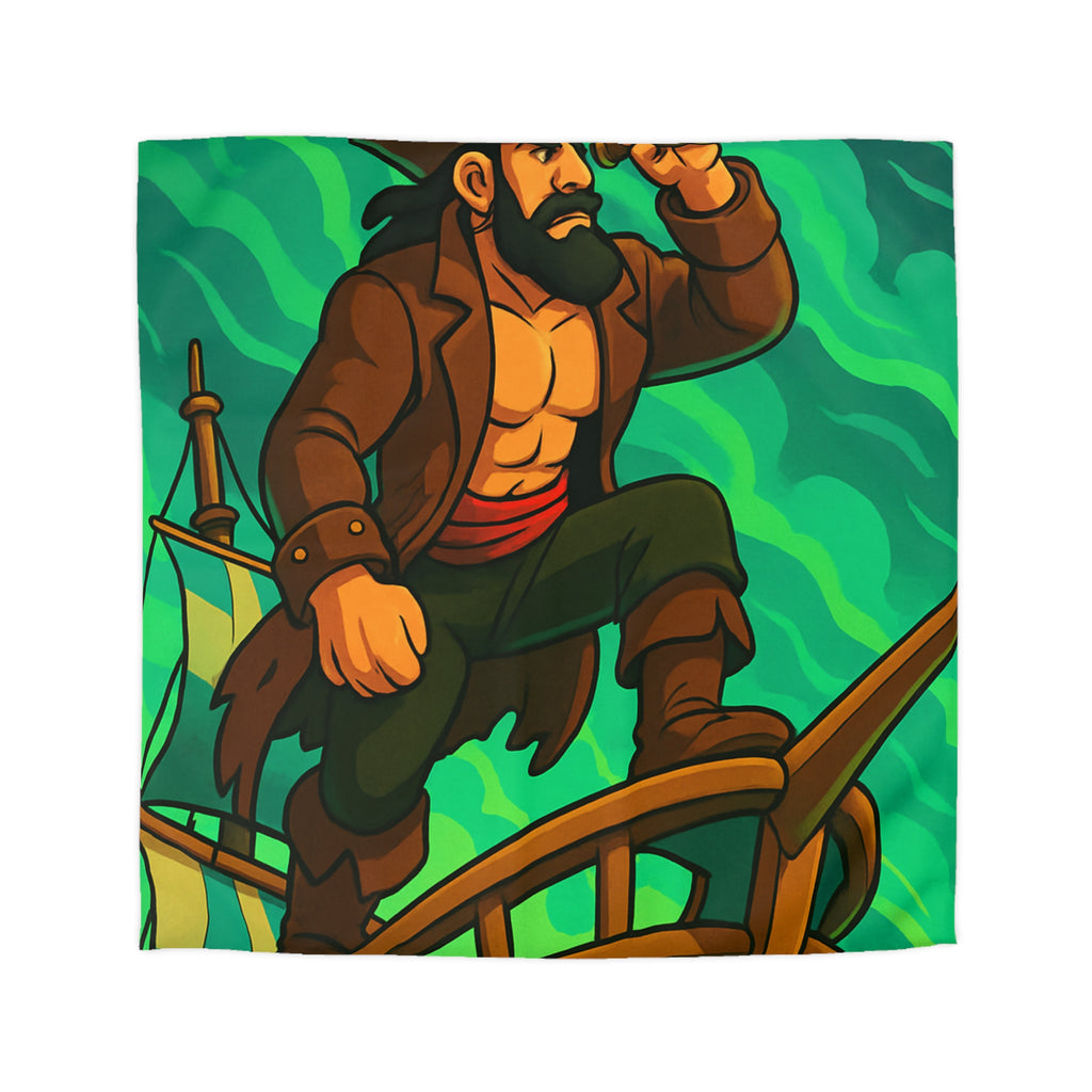 Housse de couette pirate en quête d'aventure sur un navire, ambiance animée et colorée