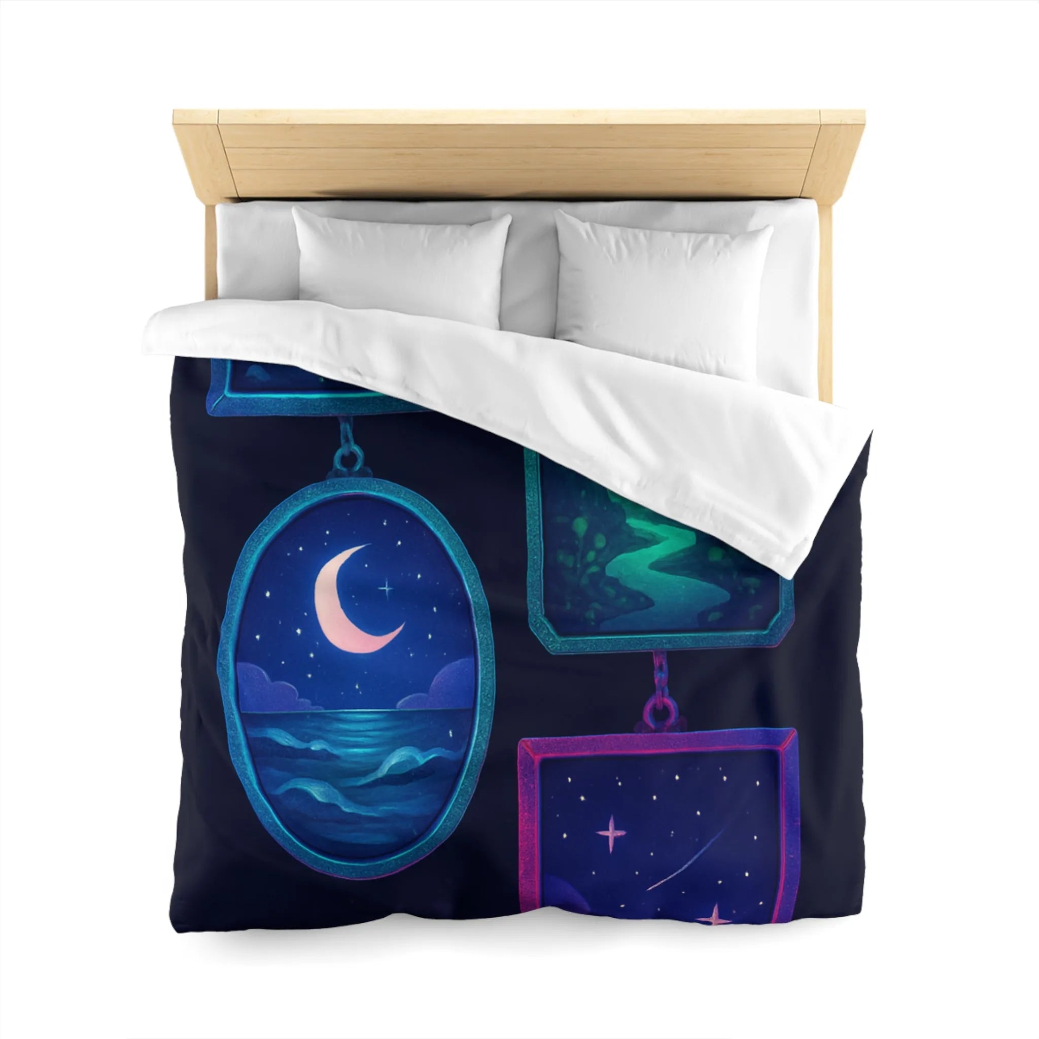 Housse de couette enchanteur avec motifs célestes et paysages rêveurs pour chambres relaxantes