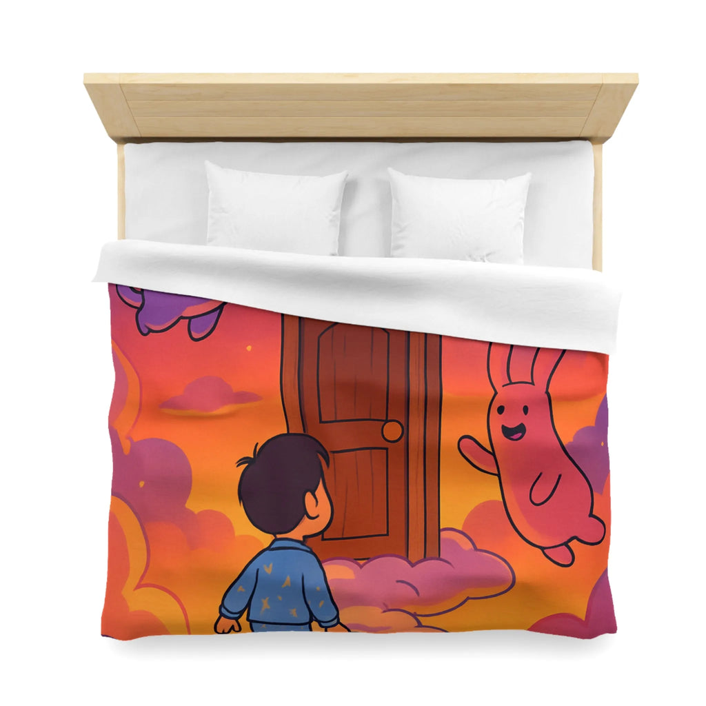 Housse de couette enfants : rêves colorés avec nuages et créatures magiques amusantes