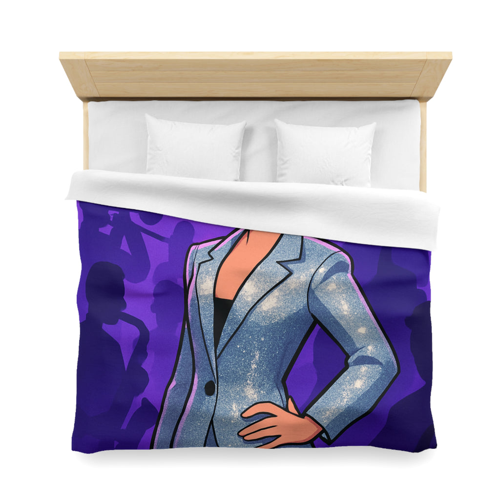 Housse de Couette Moderne avec Motif de Musicienne en Lumière Scintillante