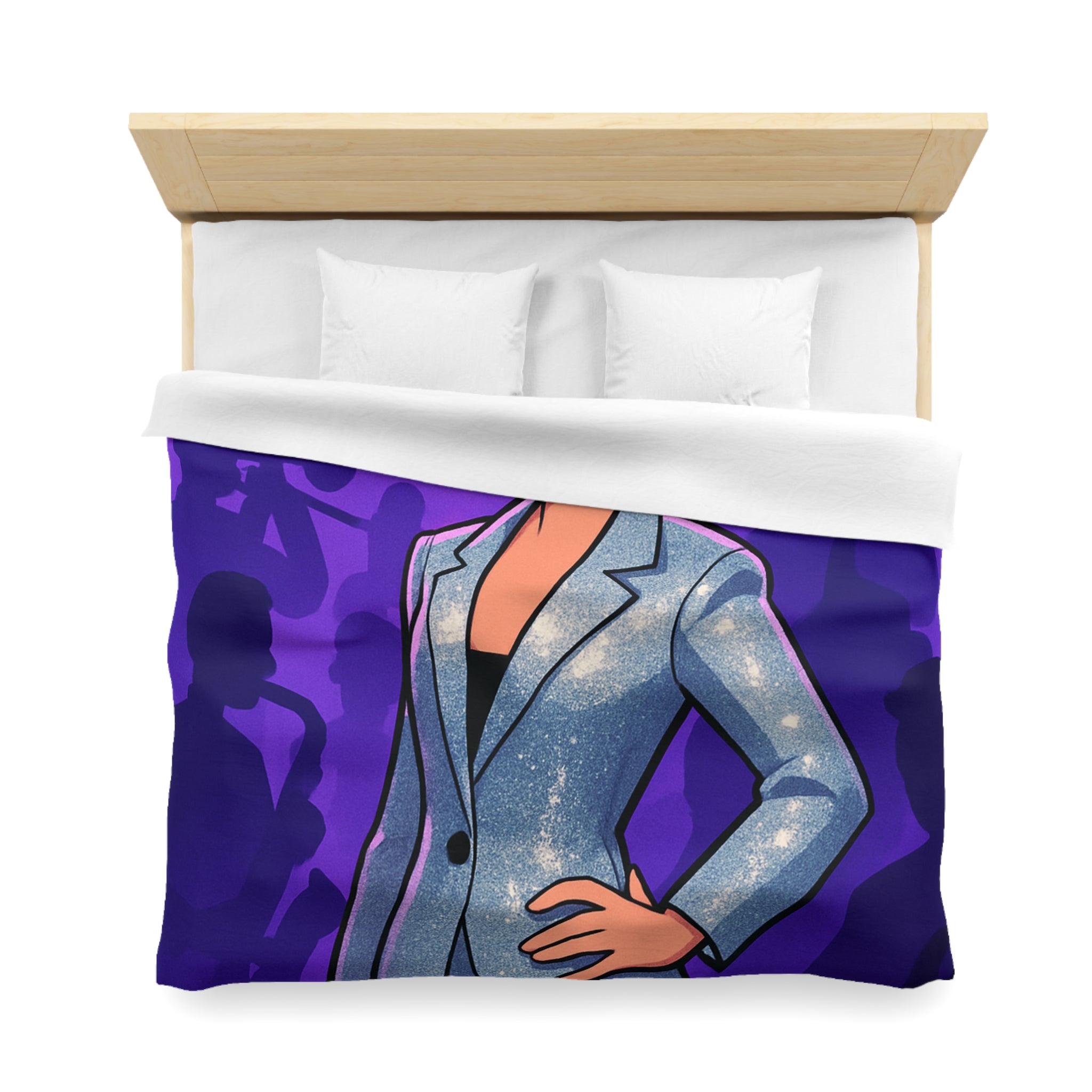 Housse de Couette Moderne avec Motif de Musicienne en Lumière Scintillante