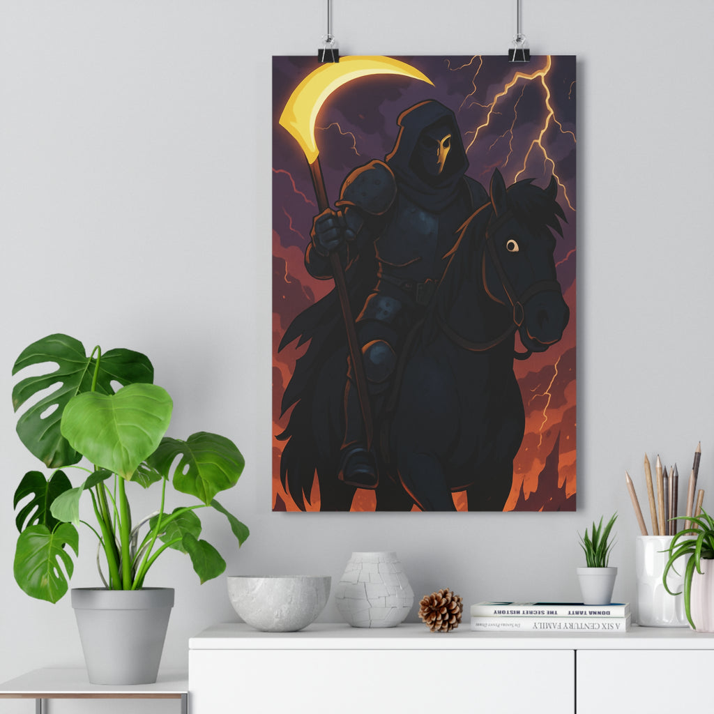 Poster décoratif sombre mystérieux rouge violet fantastique dramatique cavalier noir salon chambre intérieur 30x46