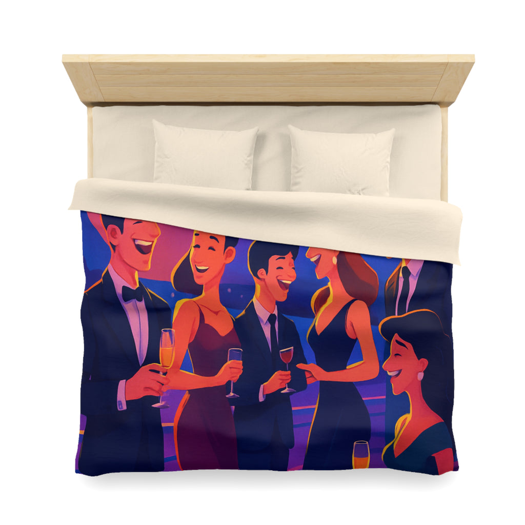 Luxueuse housse de couette en croisière, ambiance fête nocturne élégante et festive