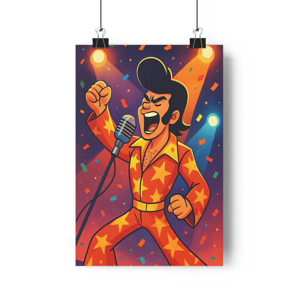 Poster décoratif vibrant orange jaune main joyeux salon musique chambre dynamique confettis lumineux 30x46