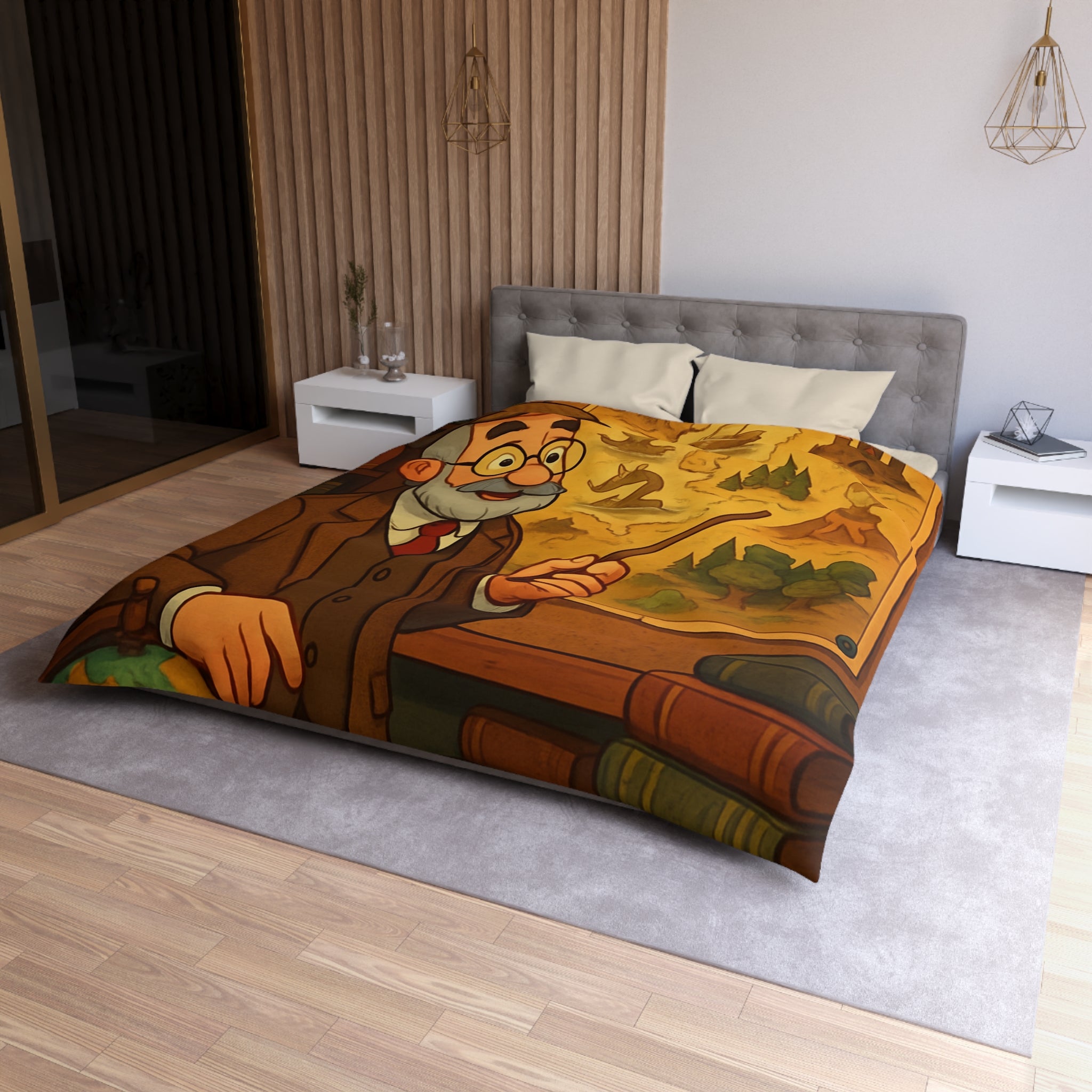 Housse de Couette Microfibre Illustration Unique Design Moderne Décoration Intérieure Raffinée