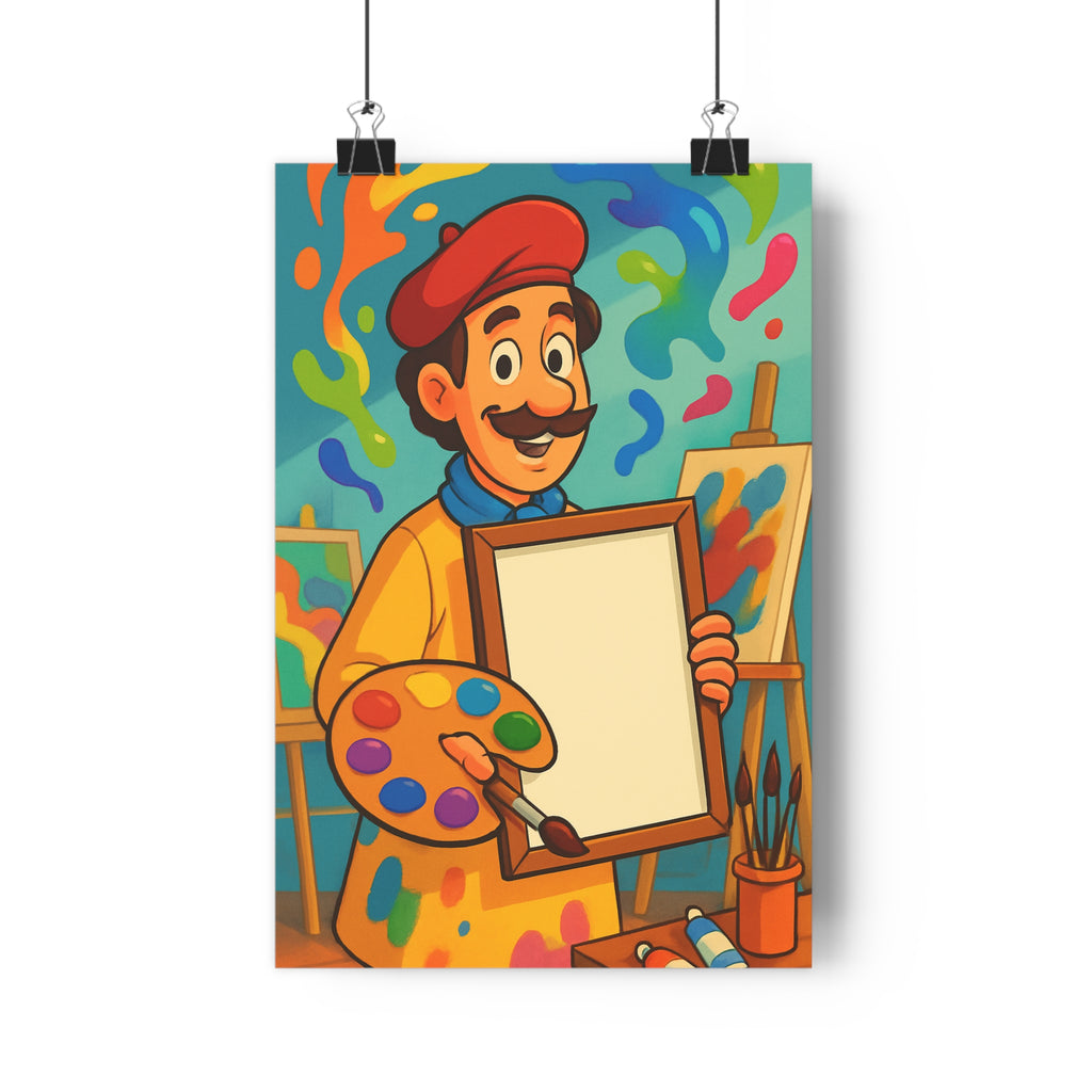 Poster décoratif cartoon couleurs vives artiste joyeux enfant chambre bureau créatif dynamique multicolore ambiance