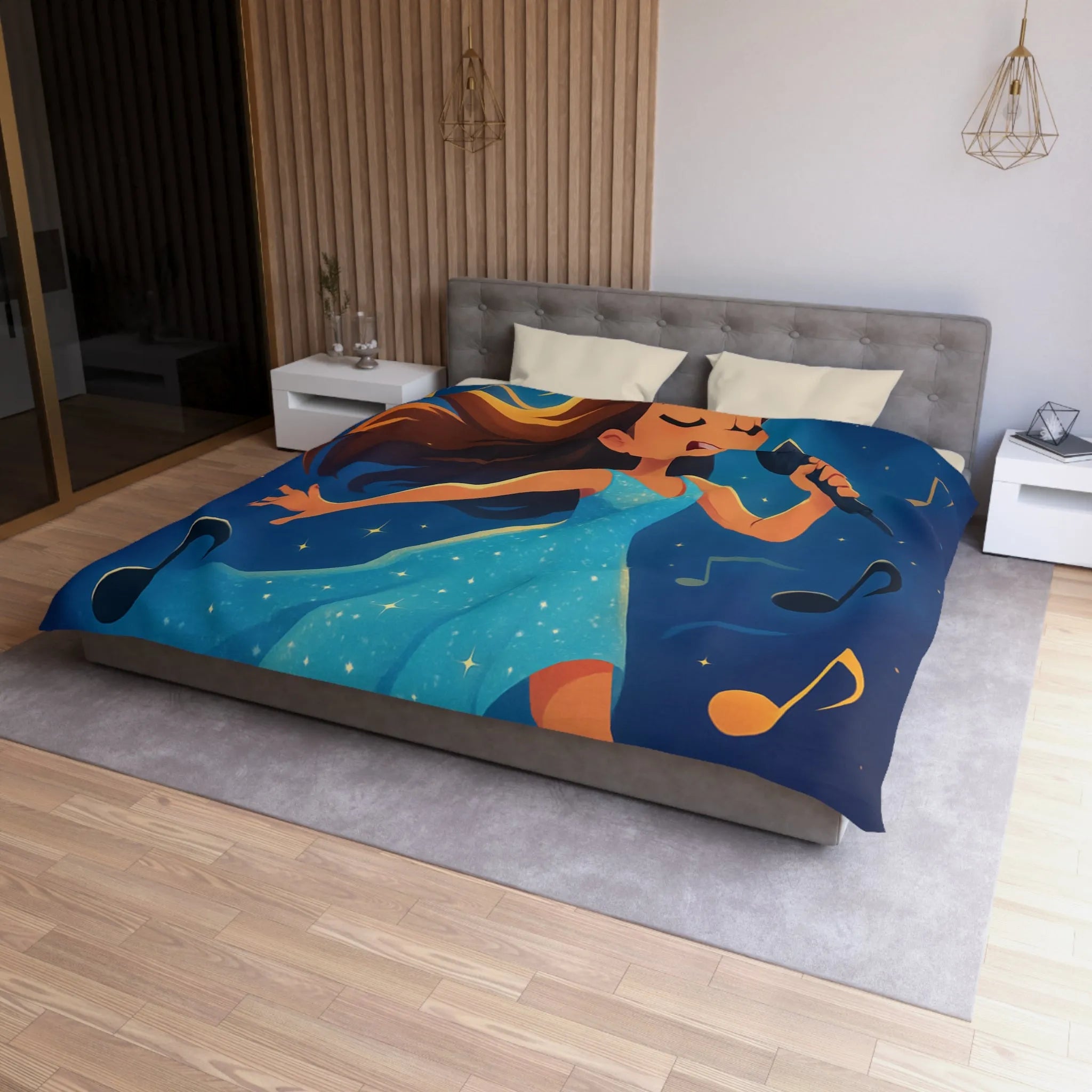 Housse de Couette Microfibre Art Graphique Contemporain Style Décoratif Chambre Tendance