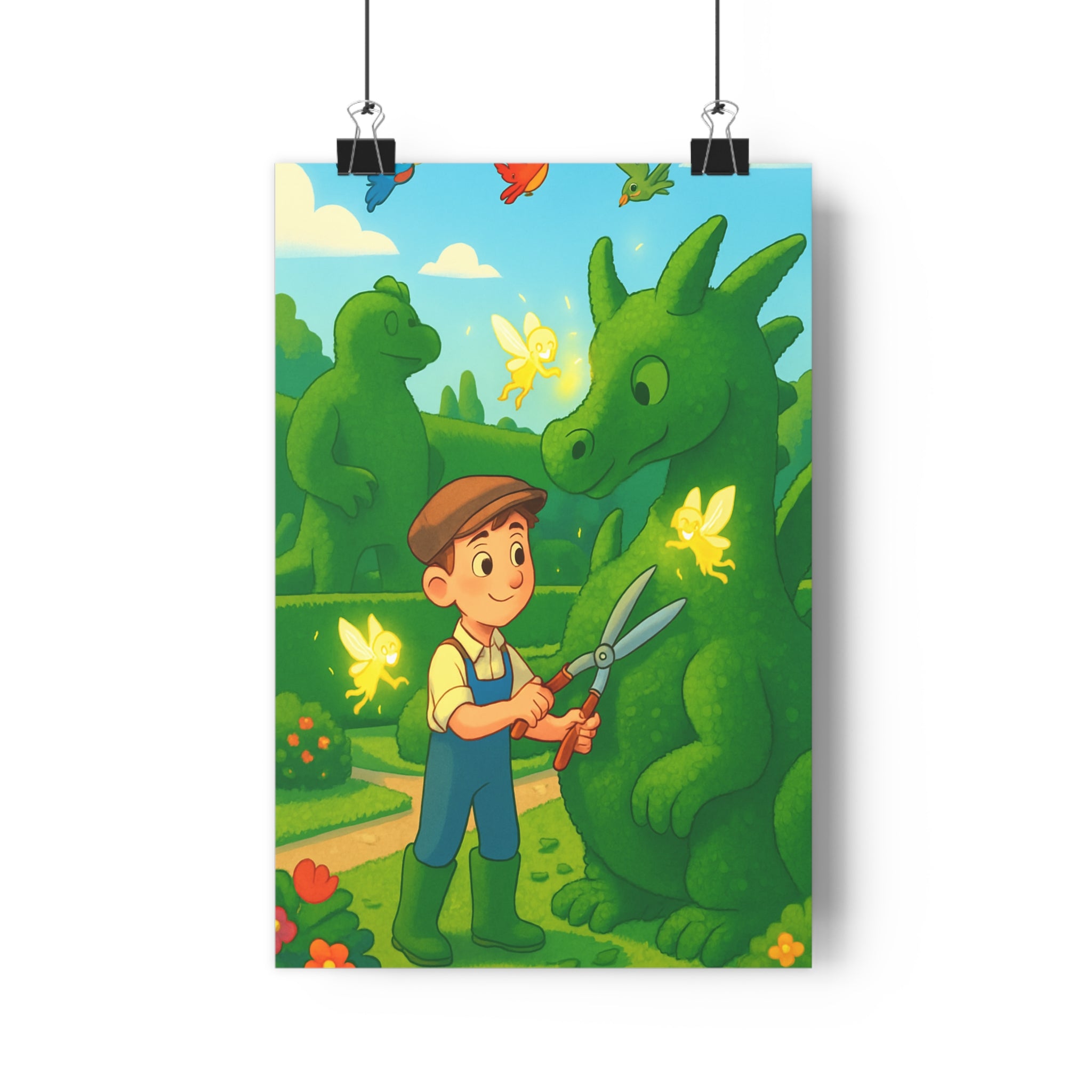 Poster décoratif jardin magique vert enchanté joyeux cartoon enfant salon nature lumineux rêveur qualité