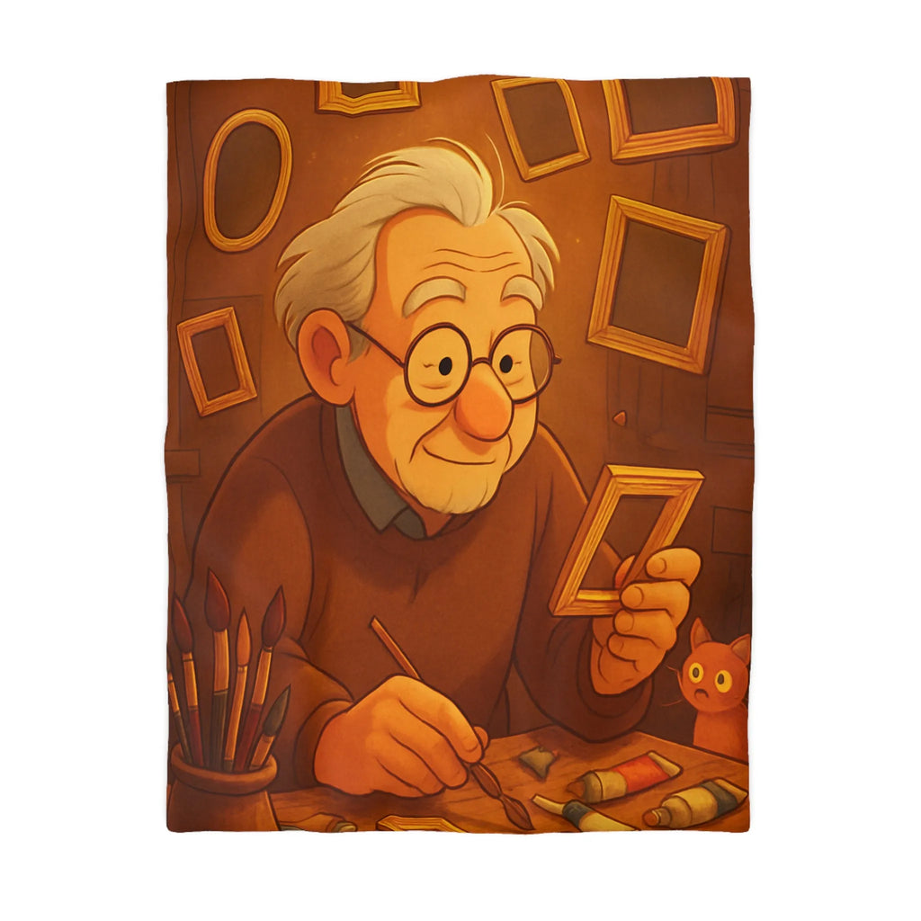 Housse de Couette Illustrée avec Artiste Peignant dans Atelier Enveloppant et Charmant