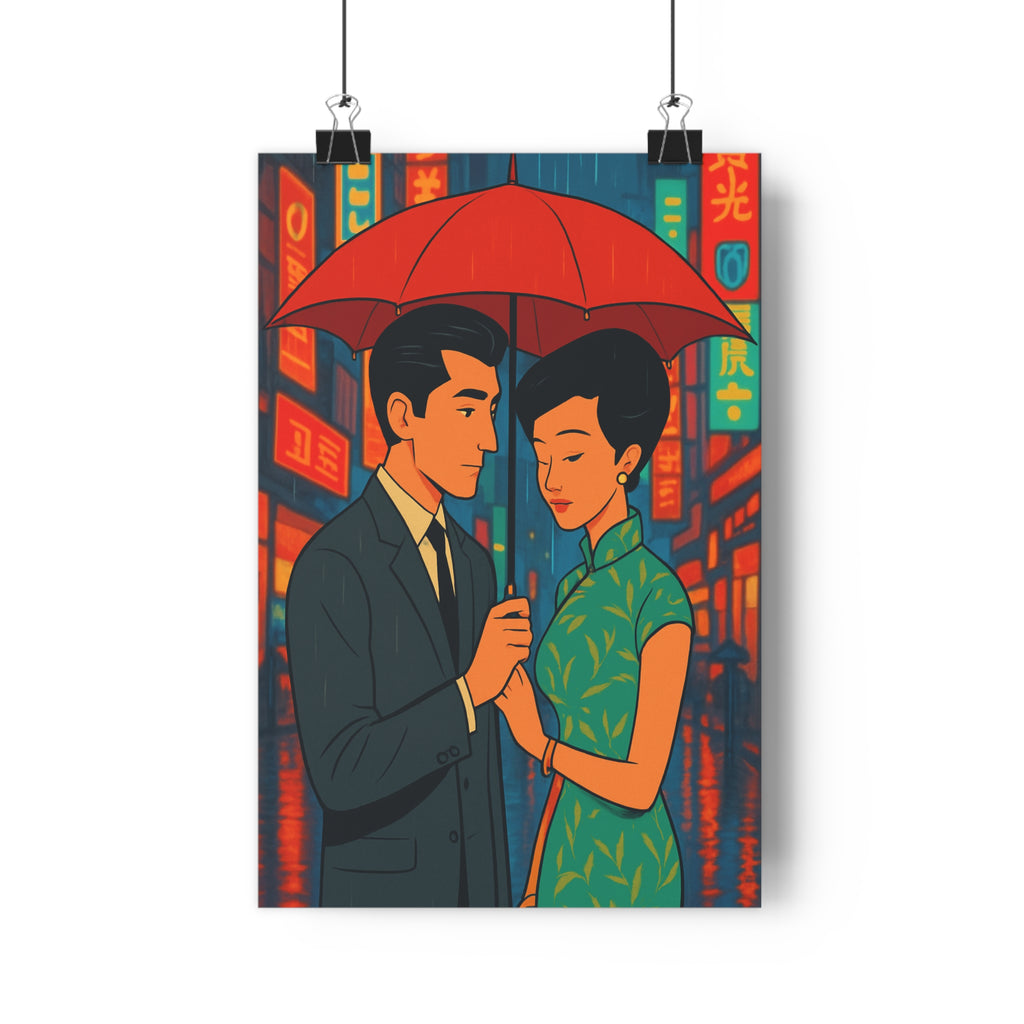 Poster décoratif romantique pastel rouge néons cartoon salon chambre nostalgique 30x46 doux unique qualité