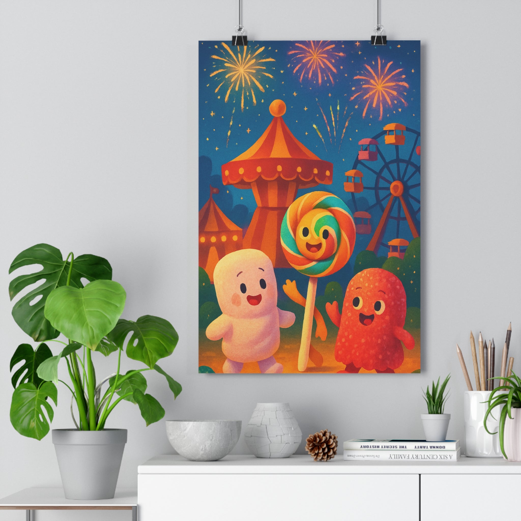 Poster décoratif cartoon joyeux couleurs vives sucré enfant chambre amusant fête art magie qualité