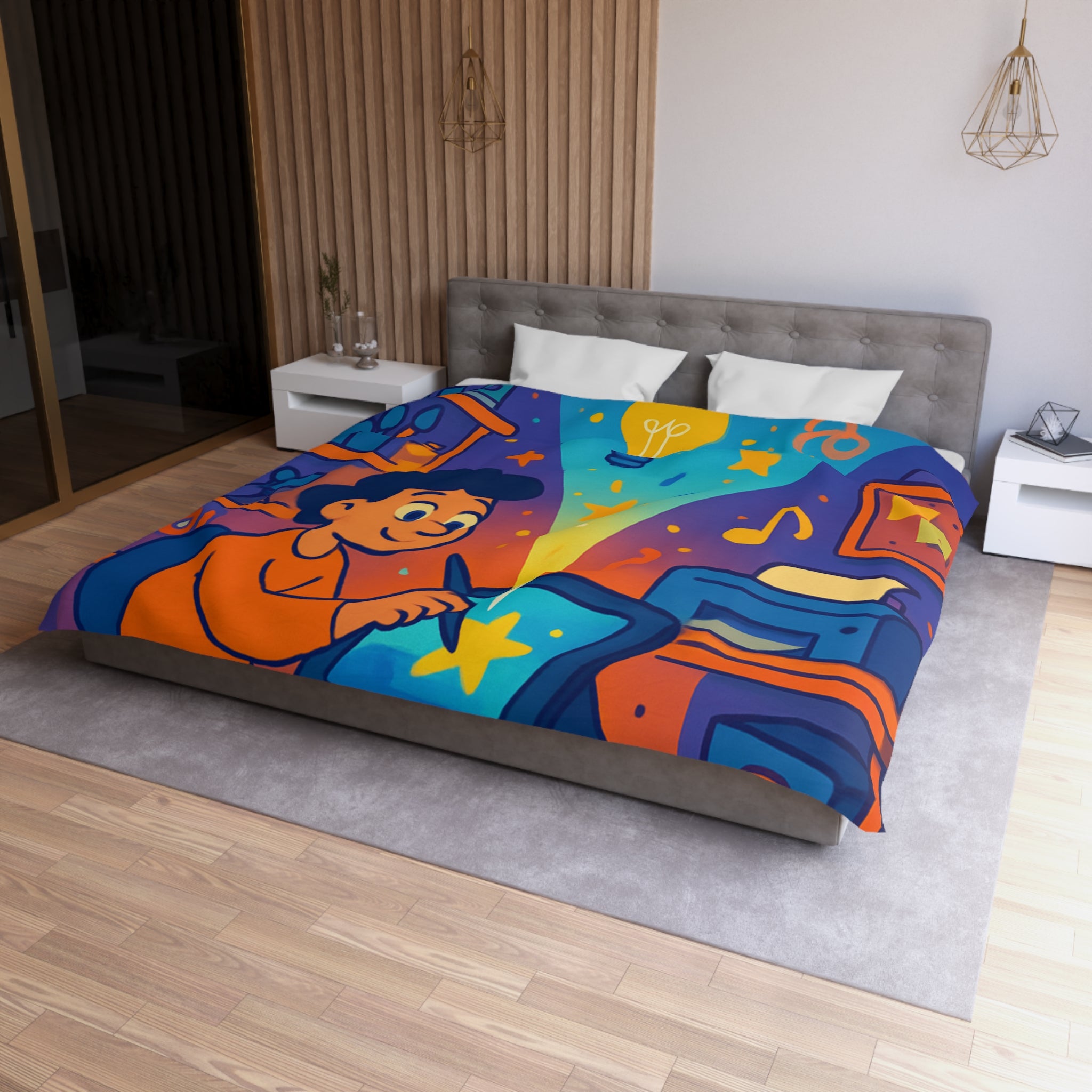 Housse de couette vibrante pour passionnés d'art numérique et créativité éclatante