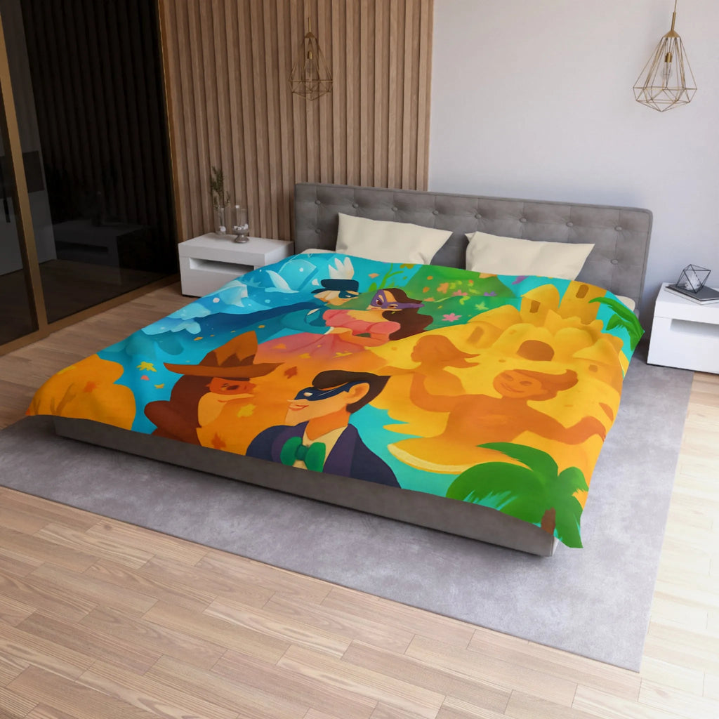 Housse de couette féerique avec papillons, fleurs et châteaux pour chambre colorée