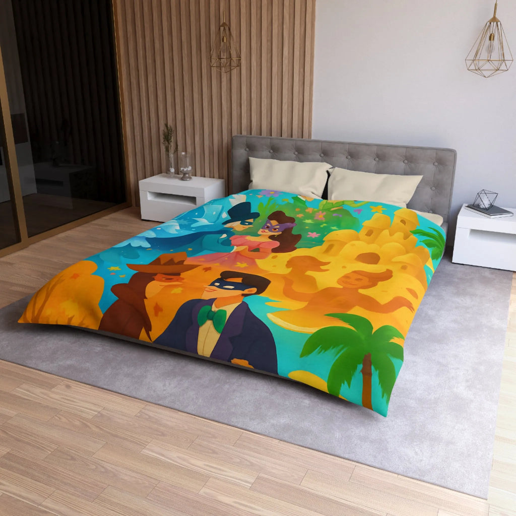 Housse de couette féerique avec papillons, fleurs et châteaux pour chambre colorée