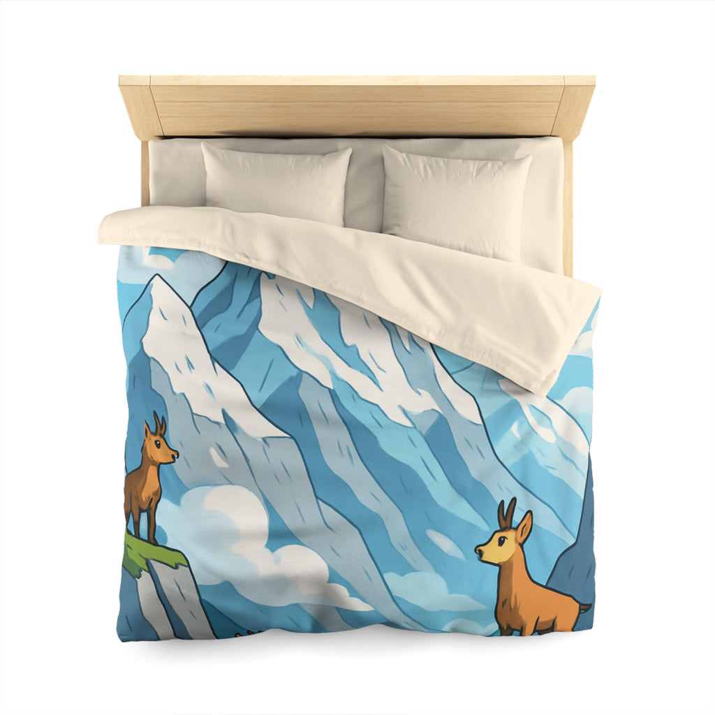 Housse de couette montagne avec aigles majestueux et bouquetins en pleine nature