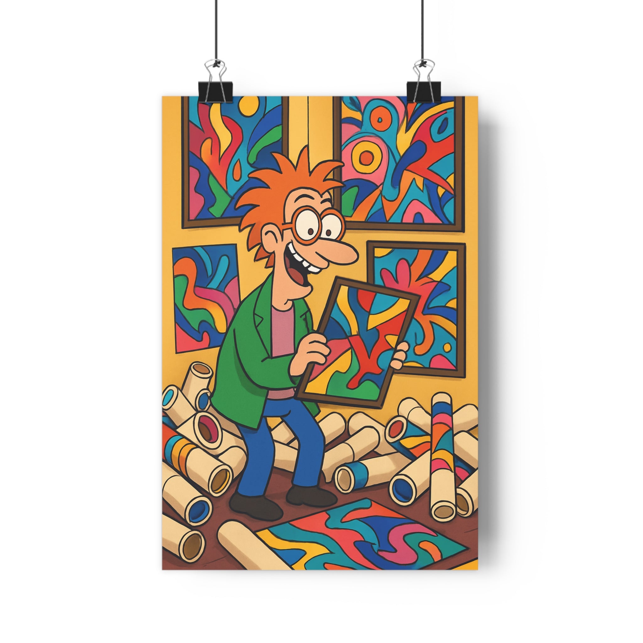 Poster décoratif animé joyeux dynamique abstrait couleurs vives salon chambre bureau 30x46 intérieur vibrant