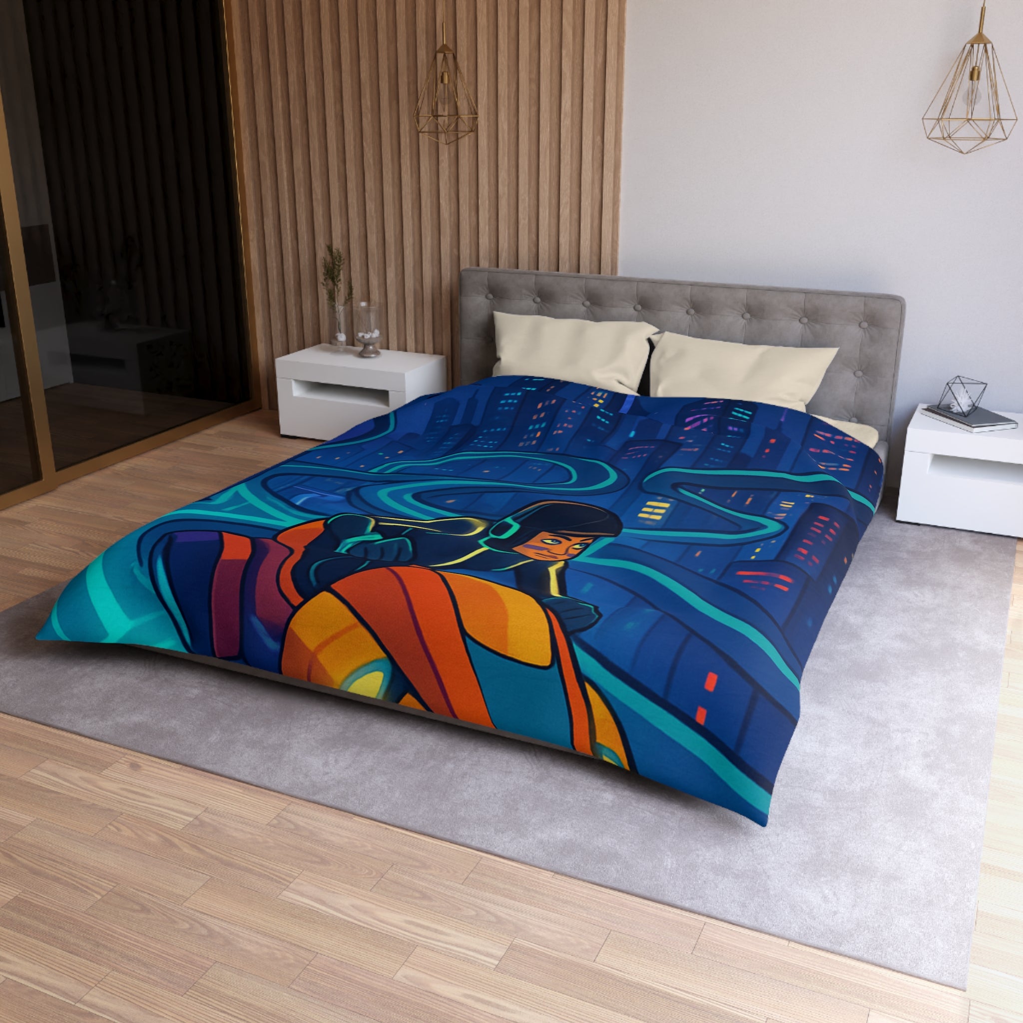 Housse de Couette Microfibre Design Artistique Moderne Décoration Chambre Confort Doux Qualité Premium