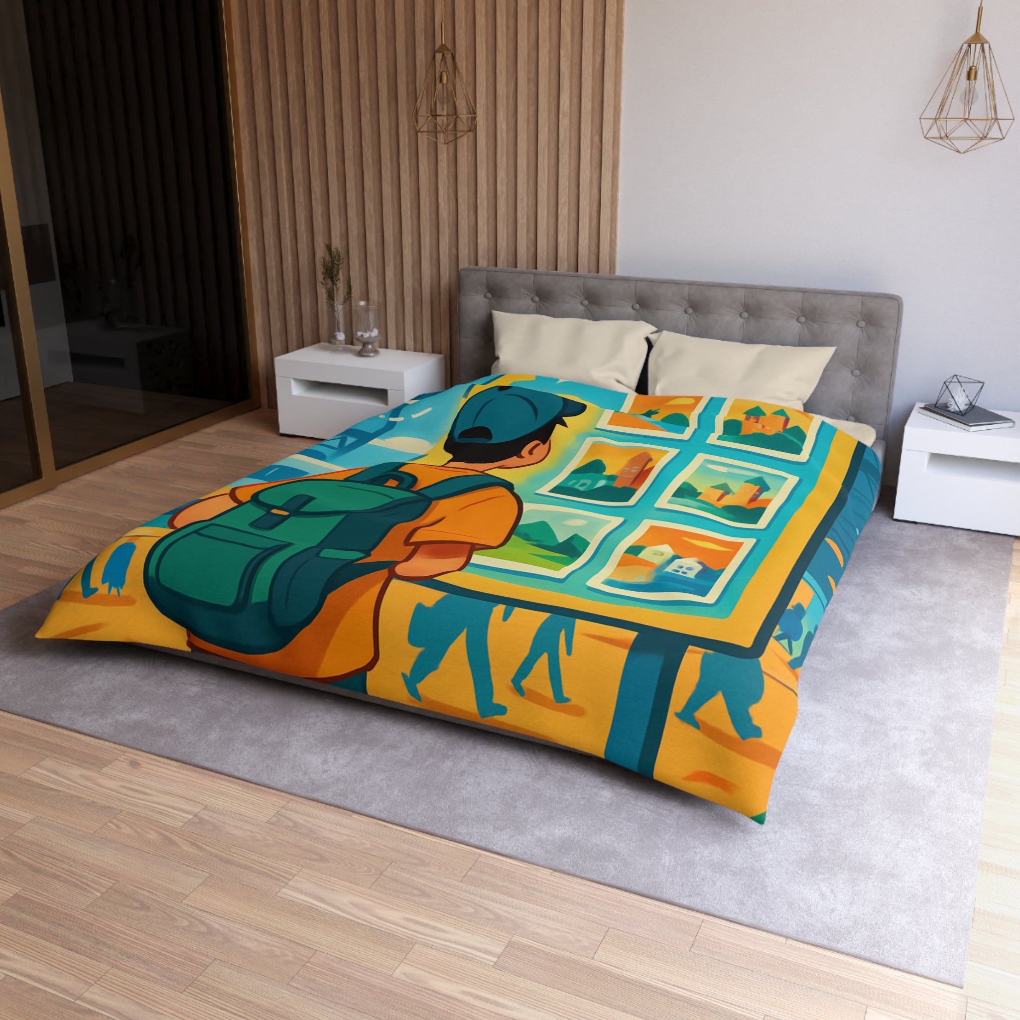 Housse de Couette Microfibre Design Artistique Moderne Décoration Chambre Confort Premium