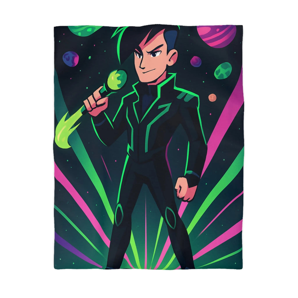 Housse de Couette Enfant Héros Galactique avec Planètes et Étoiles Colorées