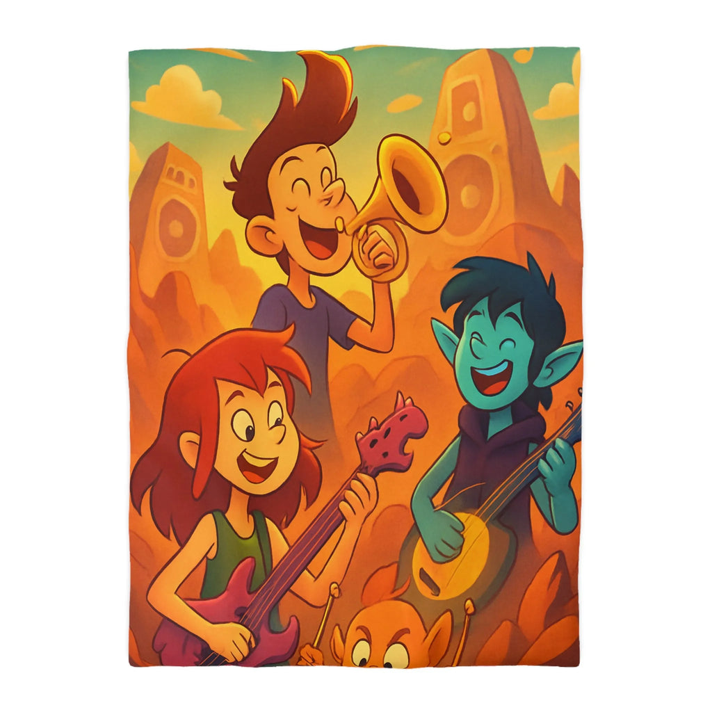 Housse de Couette avec Illustrations Musicales Fantaisistes pour Enfants et Adolescents Colorée