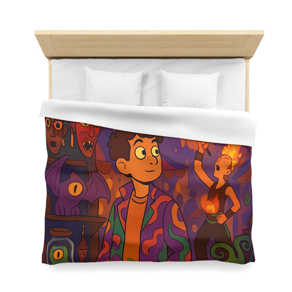 Housse de couette pour chambre enfants avec créatures mystiques et ambiance nocturne illustrée