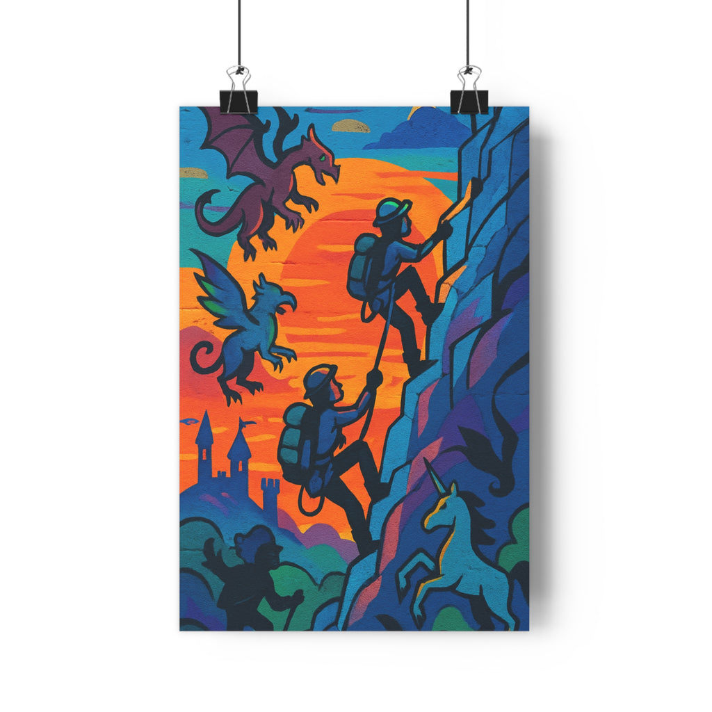 Poster décoratif aventure coloré cartoon dynamique chambre enfant bleu orange violet créatif fantastique énergique