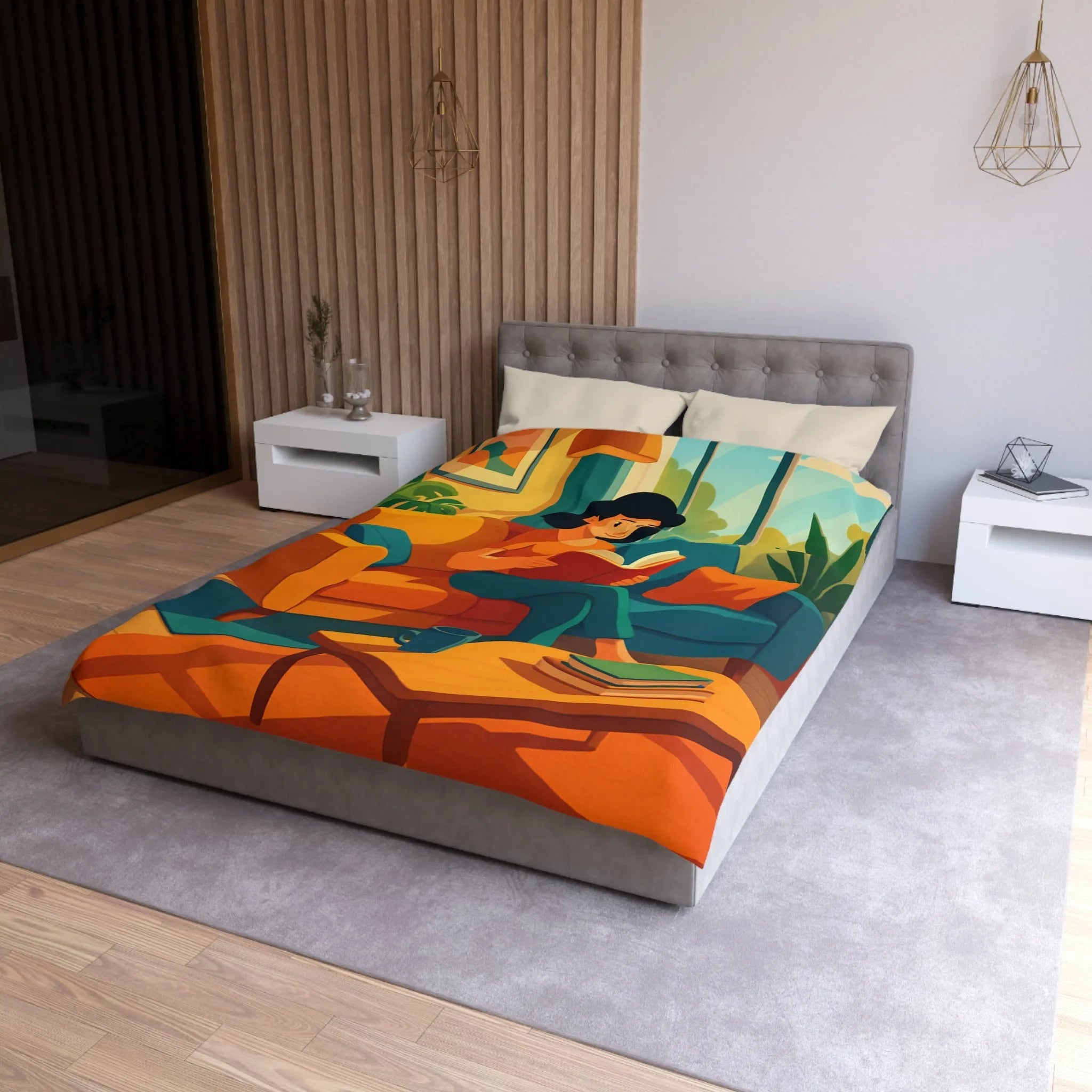 Housse de couette colorée pour ambiance chaleureuse inspirée de l'art moderne et rétro