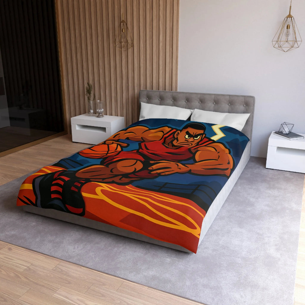 Housse de couette avec illustration dynamique de joueur de basket-ball en action intense
