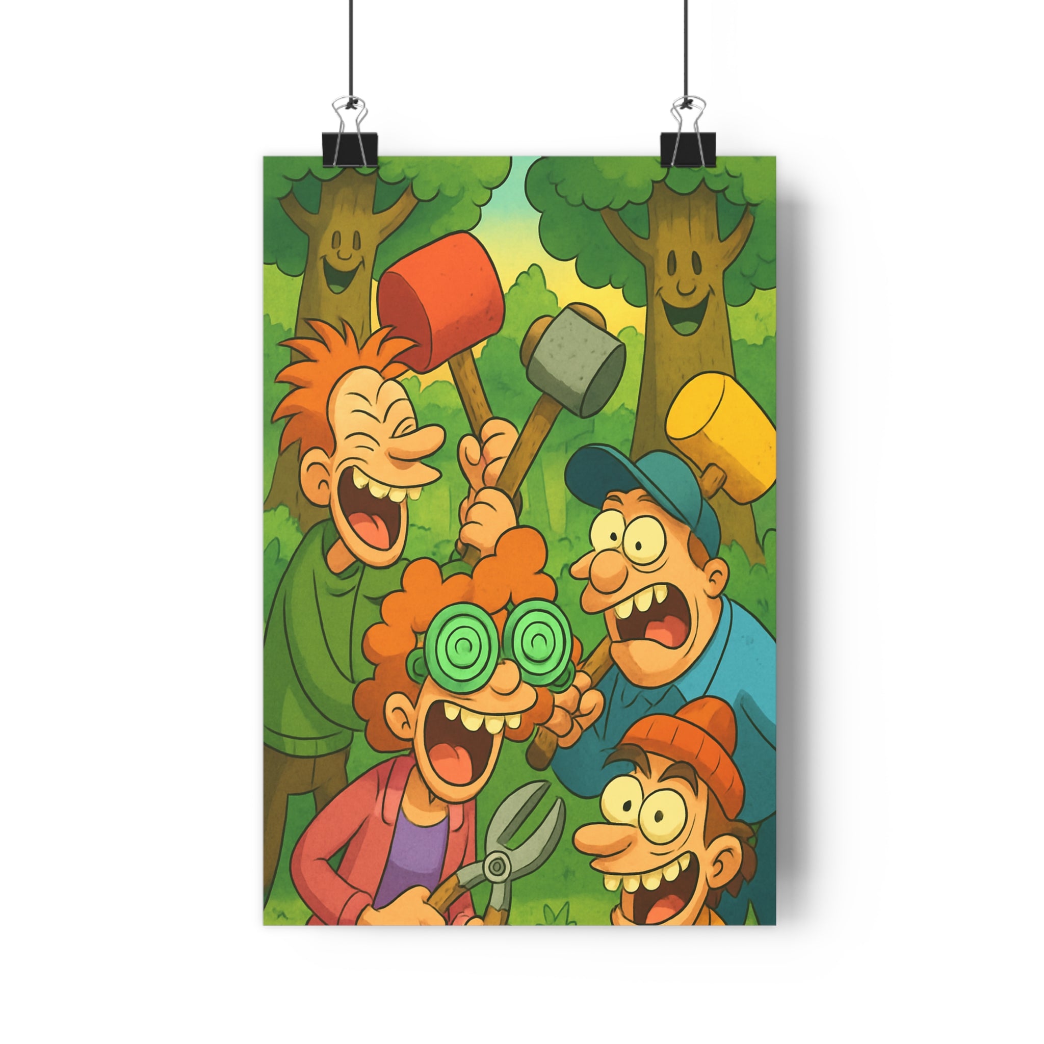 Poster décoratif cartoon humoristique forêt multicolore ludique aventure chambre enfant salon bureau décoration qualité