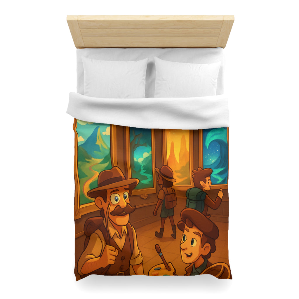 Housse de couette pour enfants avec aventure mystérieuse dans une galerie d'art