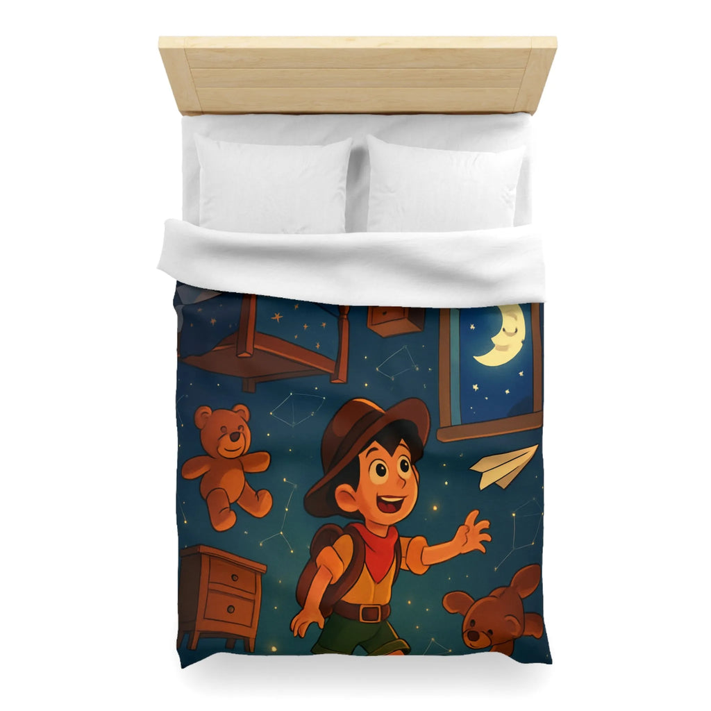 Housse de couette enfant rêveur avec motifs étoilés et décor céleste féérique