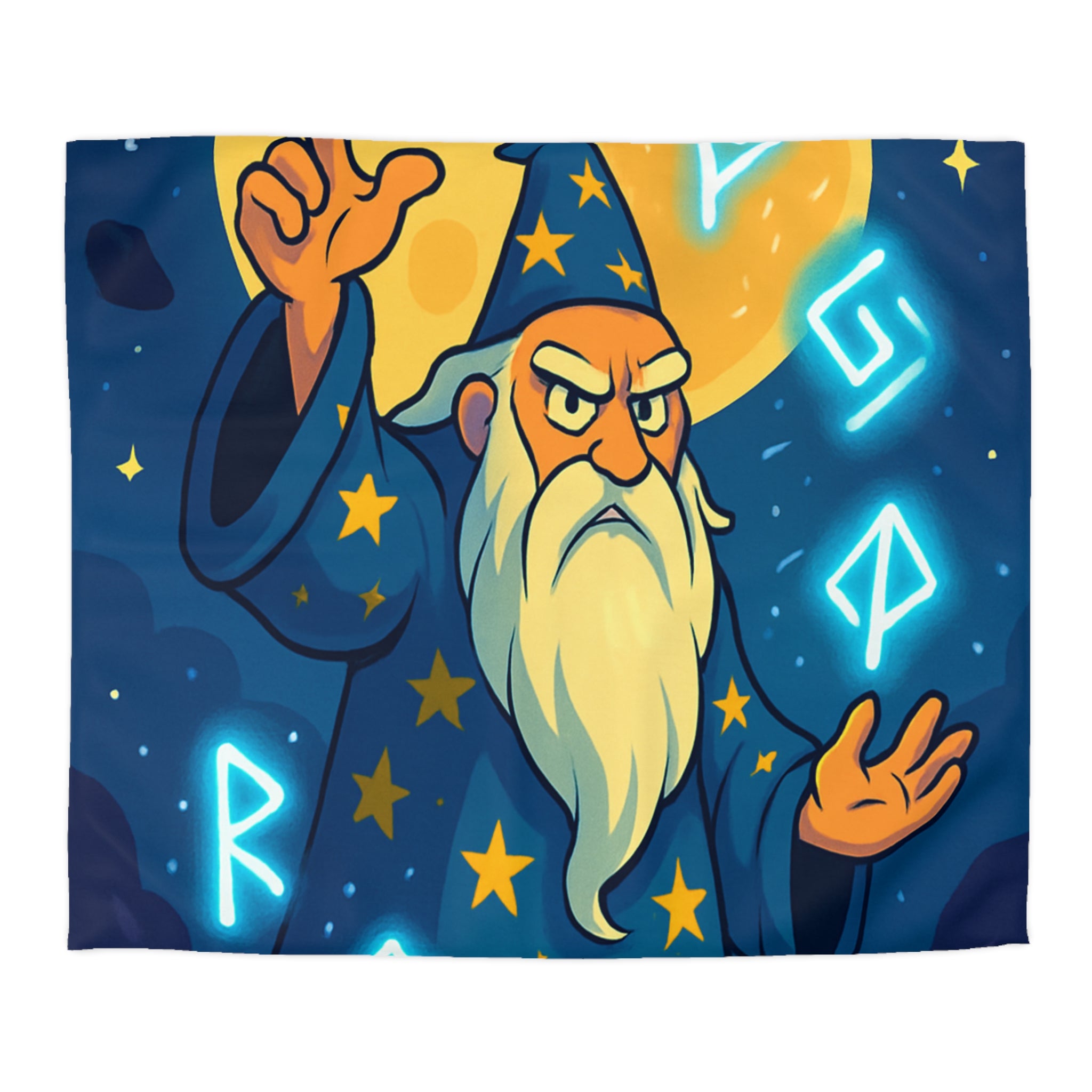 Housse de couette sorcier mystique avec cristaux et lune brillante magique