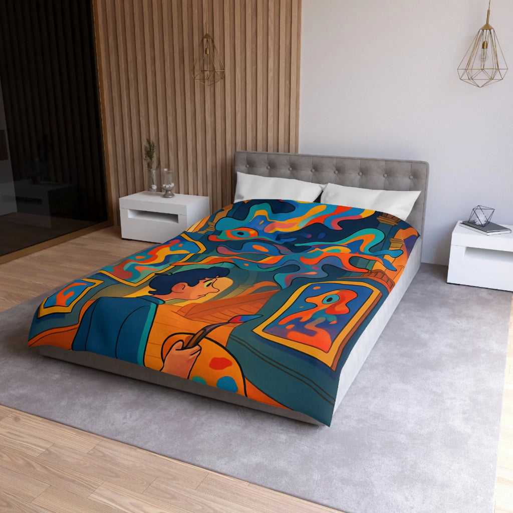 Housse de Couette Microfibre Art Graphique Contemporain Style Décoratif Chambre Tendance