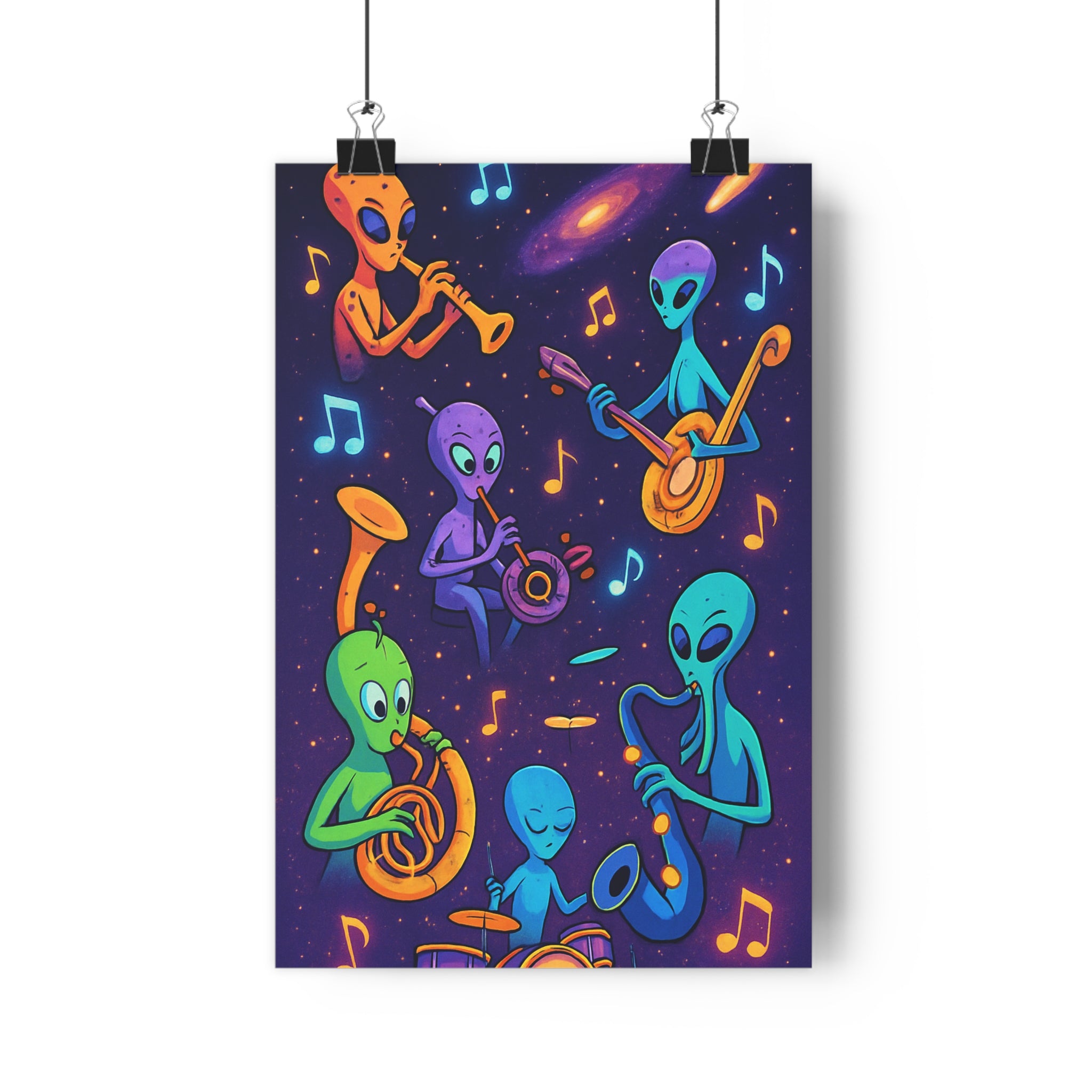 Poster décoratif anime créatif bleu vert violet fantastique extraterrestre musique chambre salon unique tendance