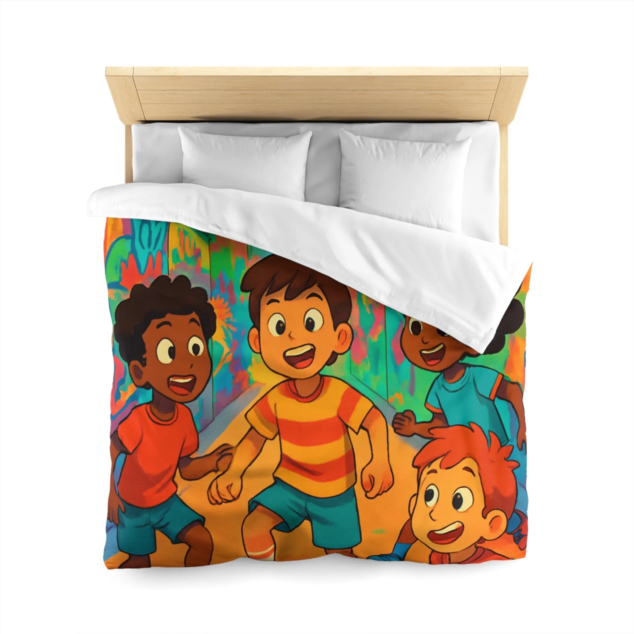 Housse de Couette Microfibre Art Graphique Contemporain Style Décoratif Chambre Tendance