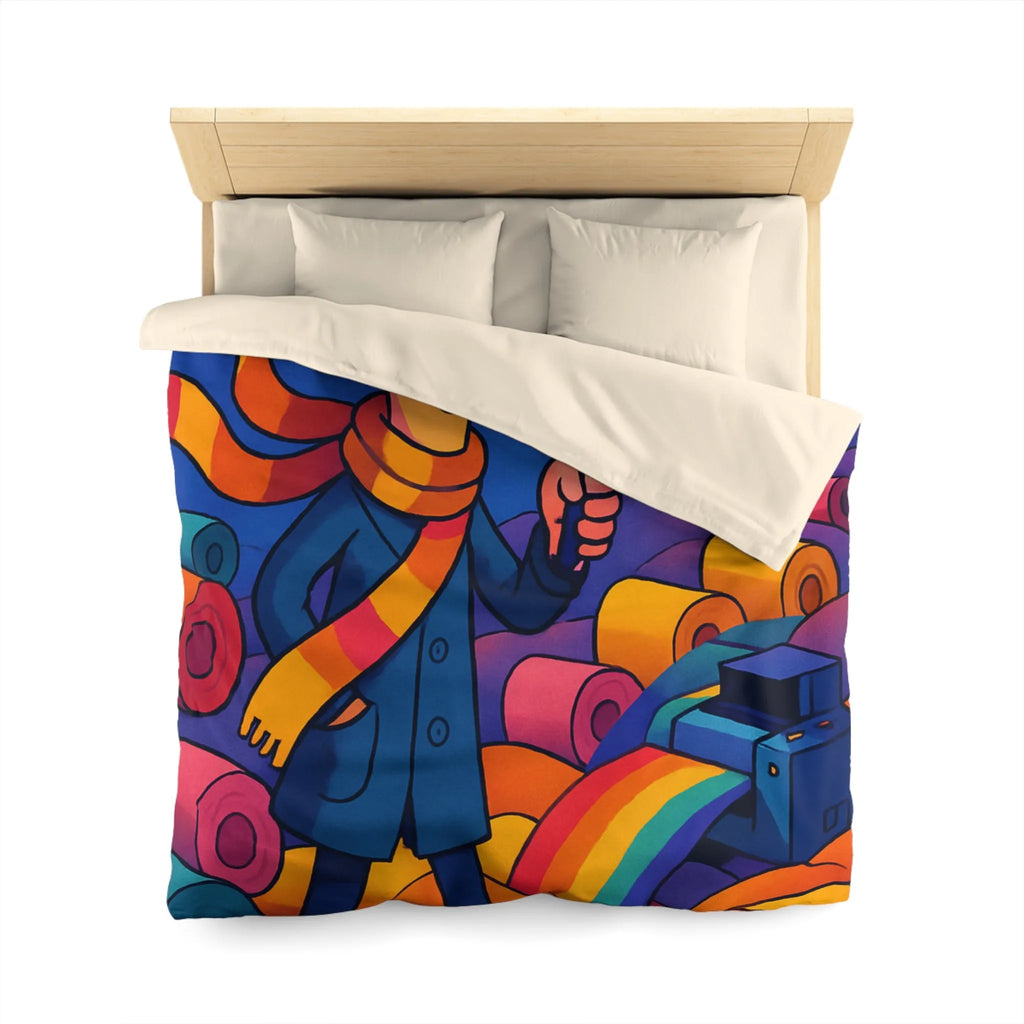 Explorez les couleurs et mystères sur housse de couette lumineuse avec détective fantaisiste