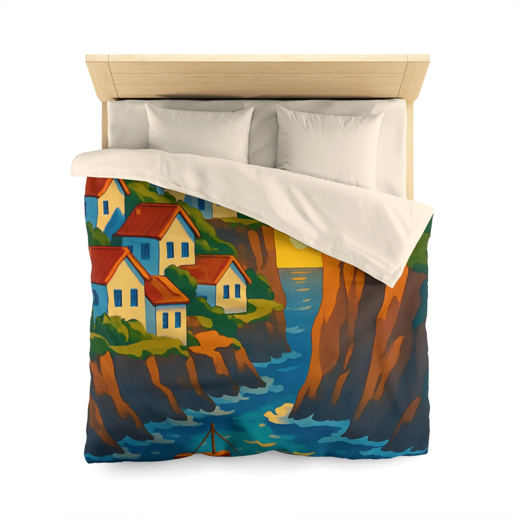 Housse de couette avec paysage côtier et phare pour chambre relaxante et colorée